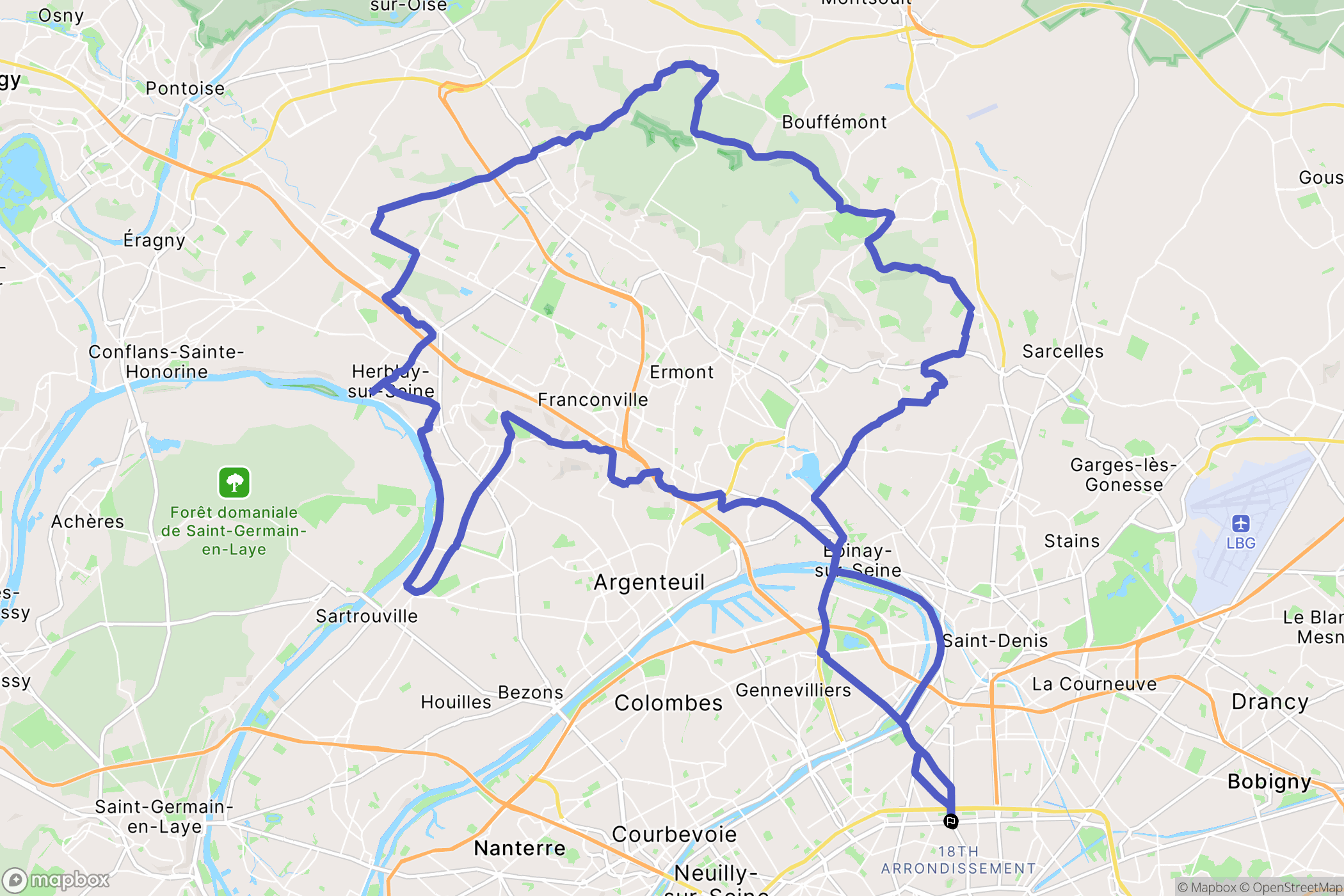 Paris : carte du parcours de randonnée - France