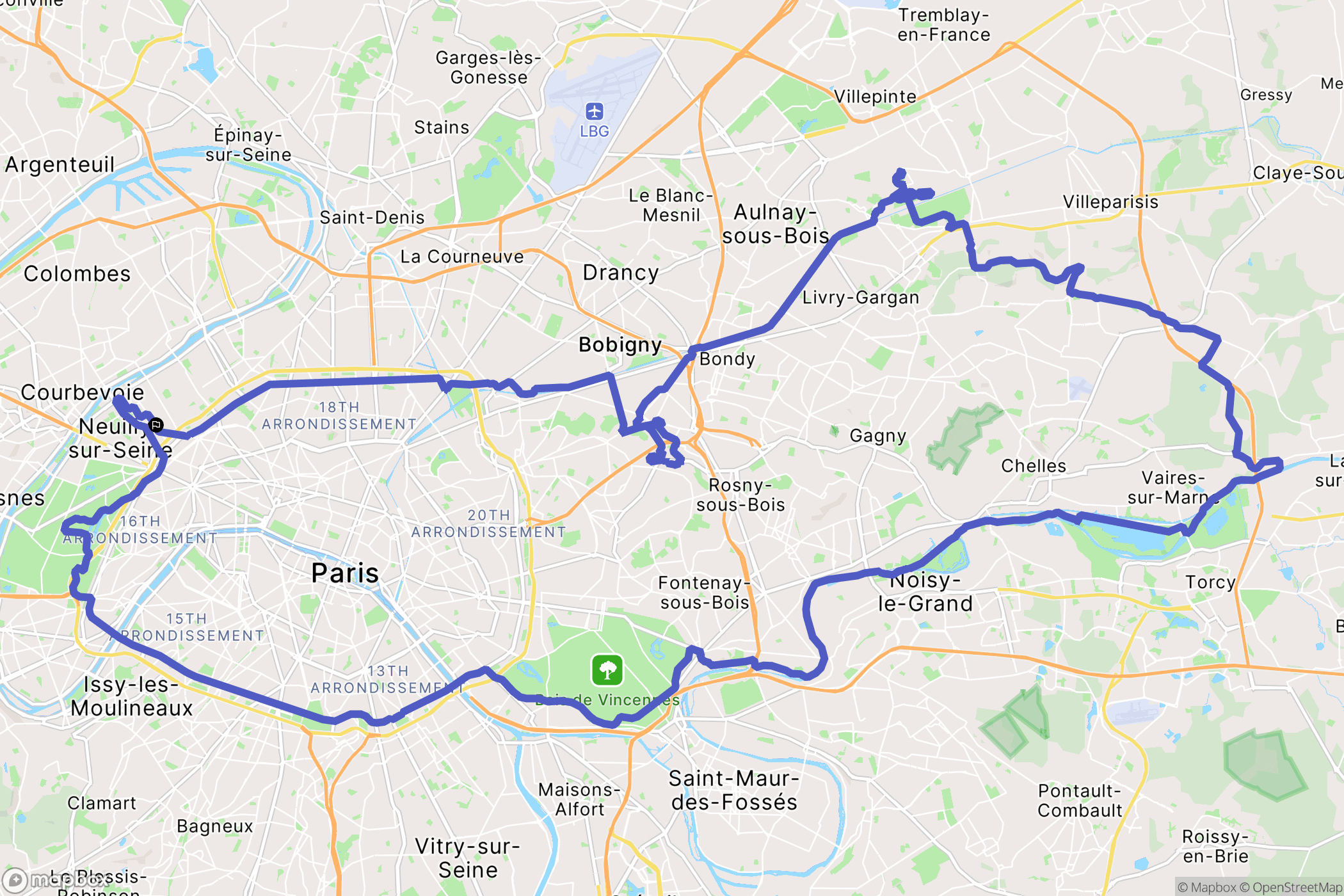 Levallois-Perret : carte du parcours de randonnée - France