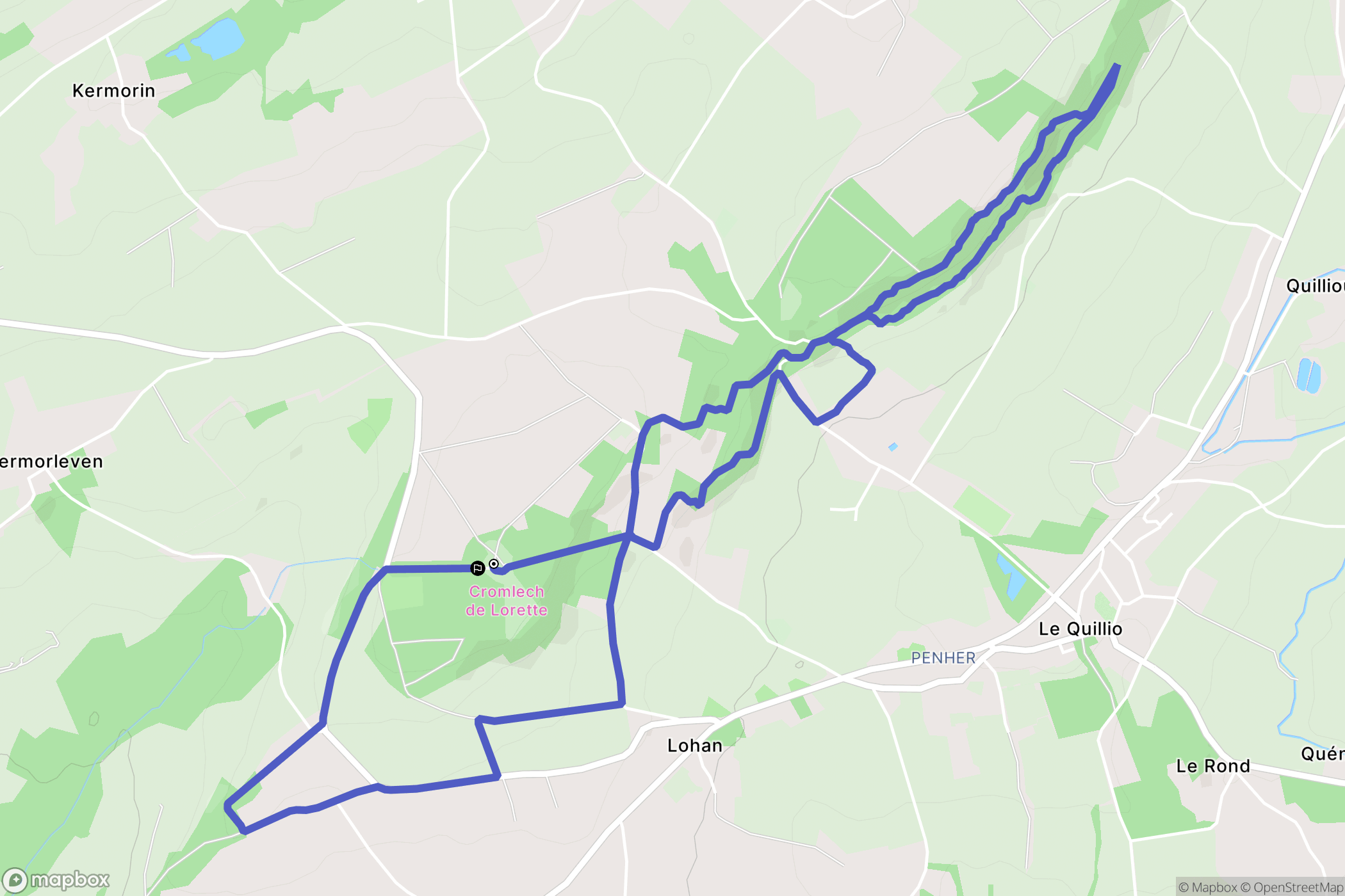 Le Quillio : carte du parcours de randonnée - France