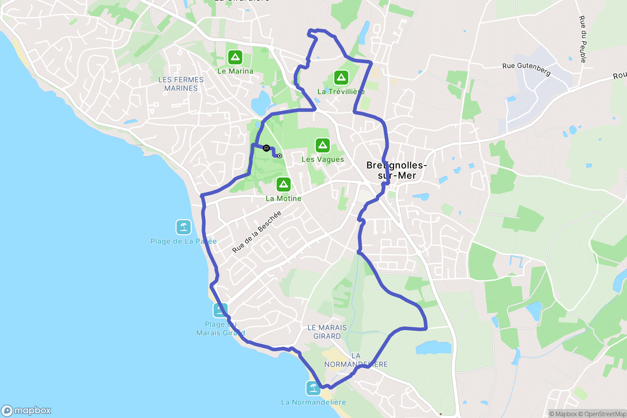 Bretignolles-sur-Mer : carte du parcours de randonnée - France