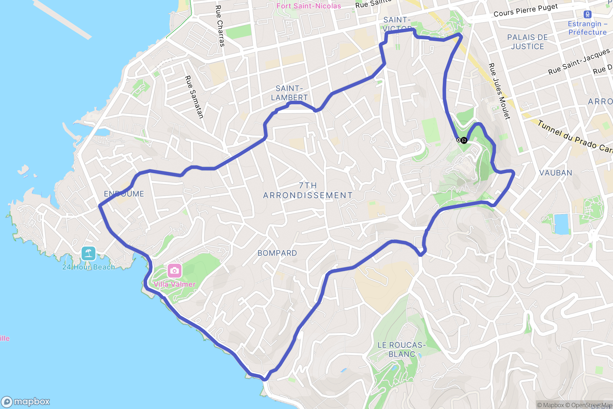 Marseille : carte du parcours de randonnée - France