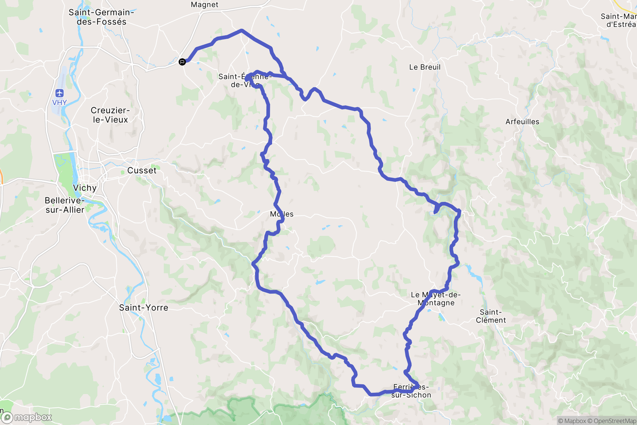 Bost : carte du parcours de randonnée - France