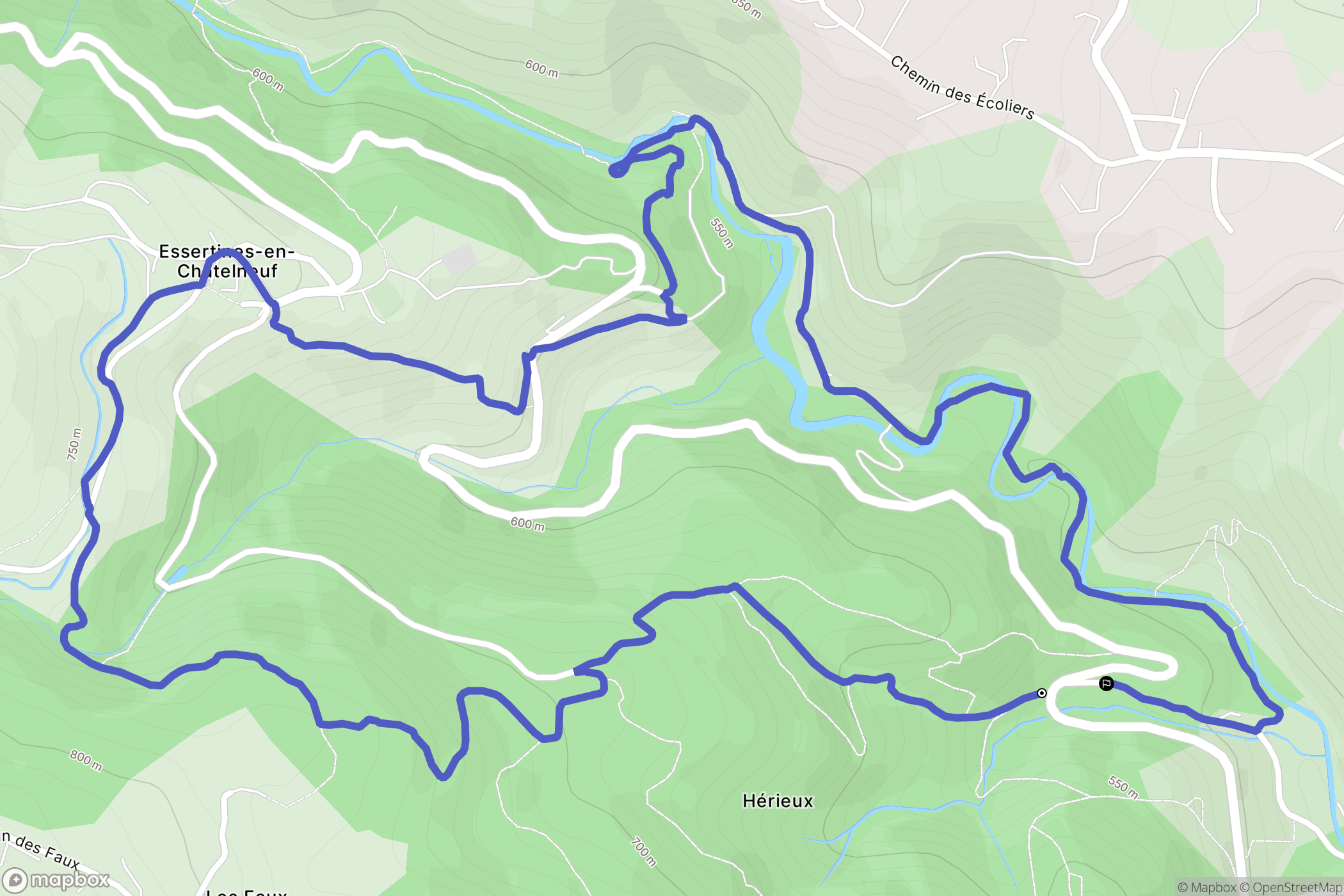Essertines-en-Châtelneuf : carte du parcours de randonnée - France