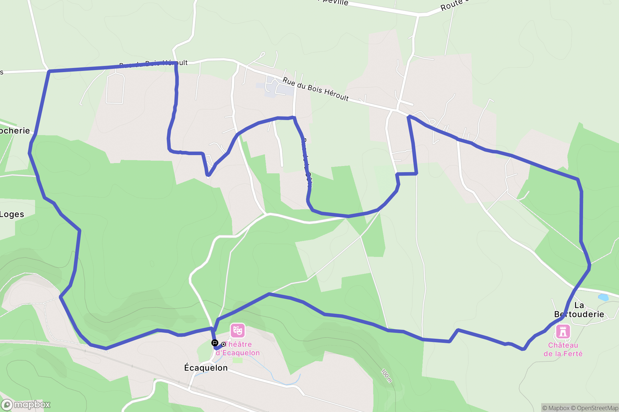 Écaquelon : carte du parcours de randonnée - France