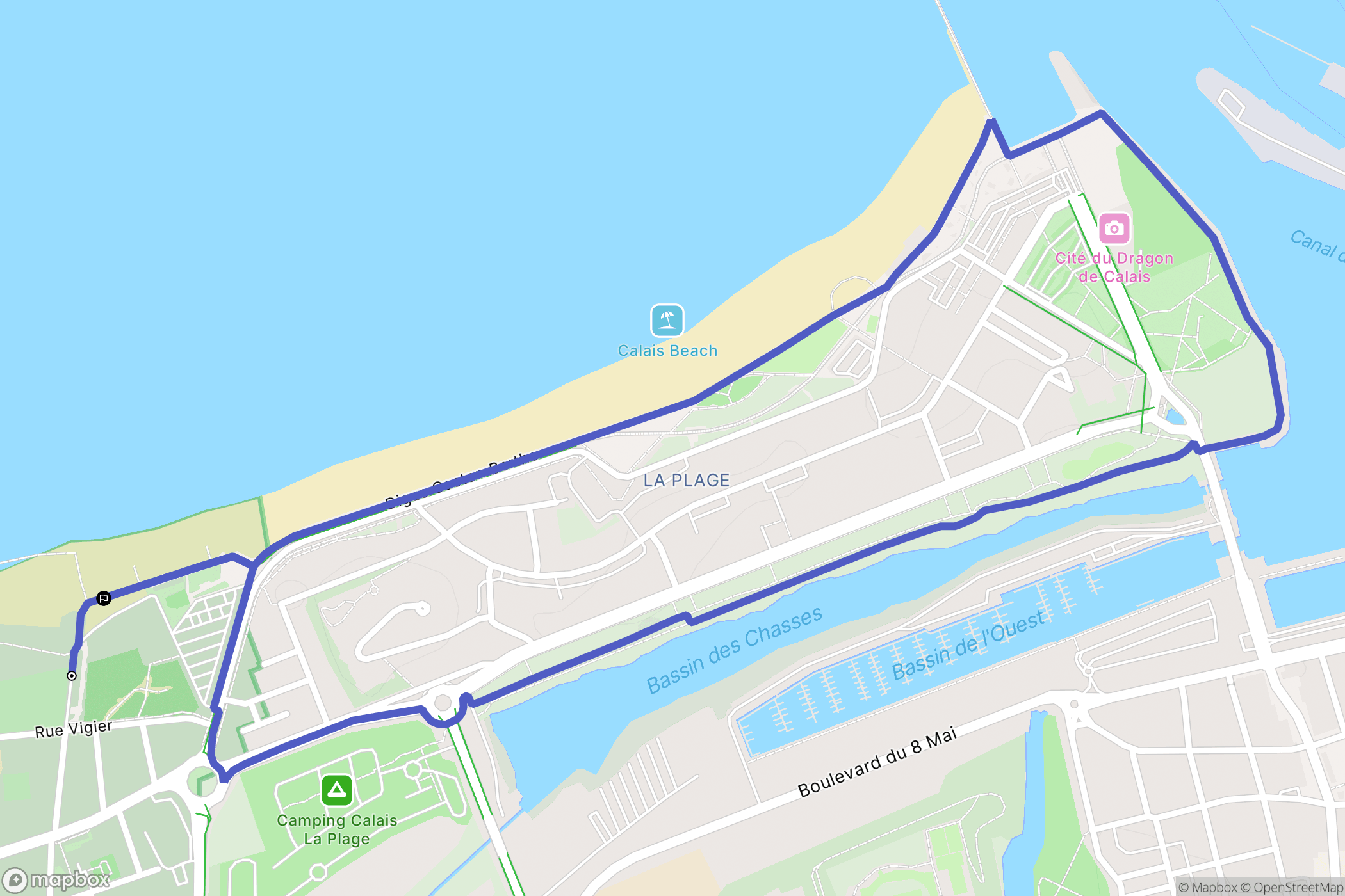 Sangatte : carte du parcours de randonnée - France