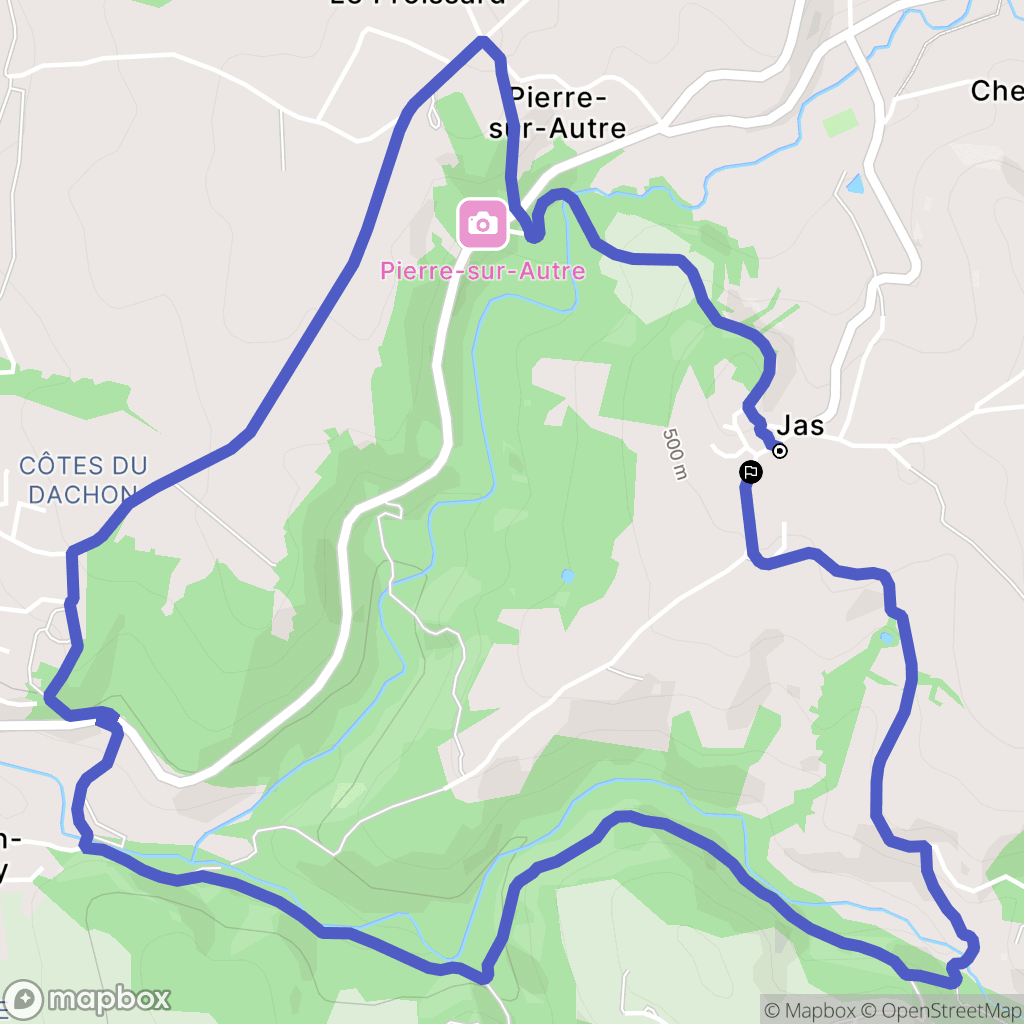 Jas : carte du parcours de randonnée - France