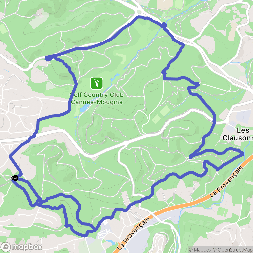 Mougins : carte du parcours de randonnée - France