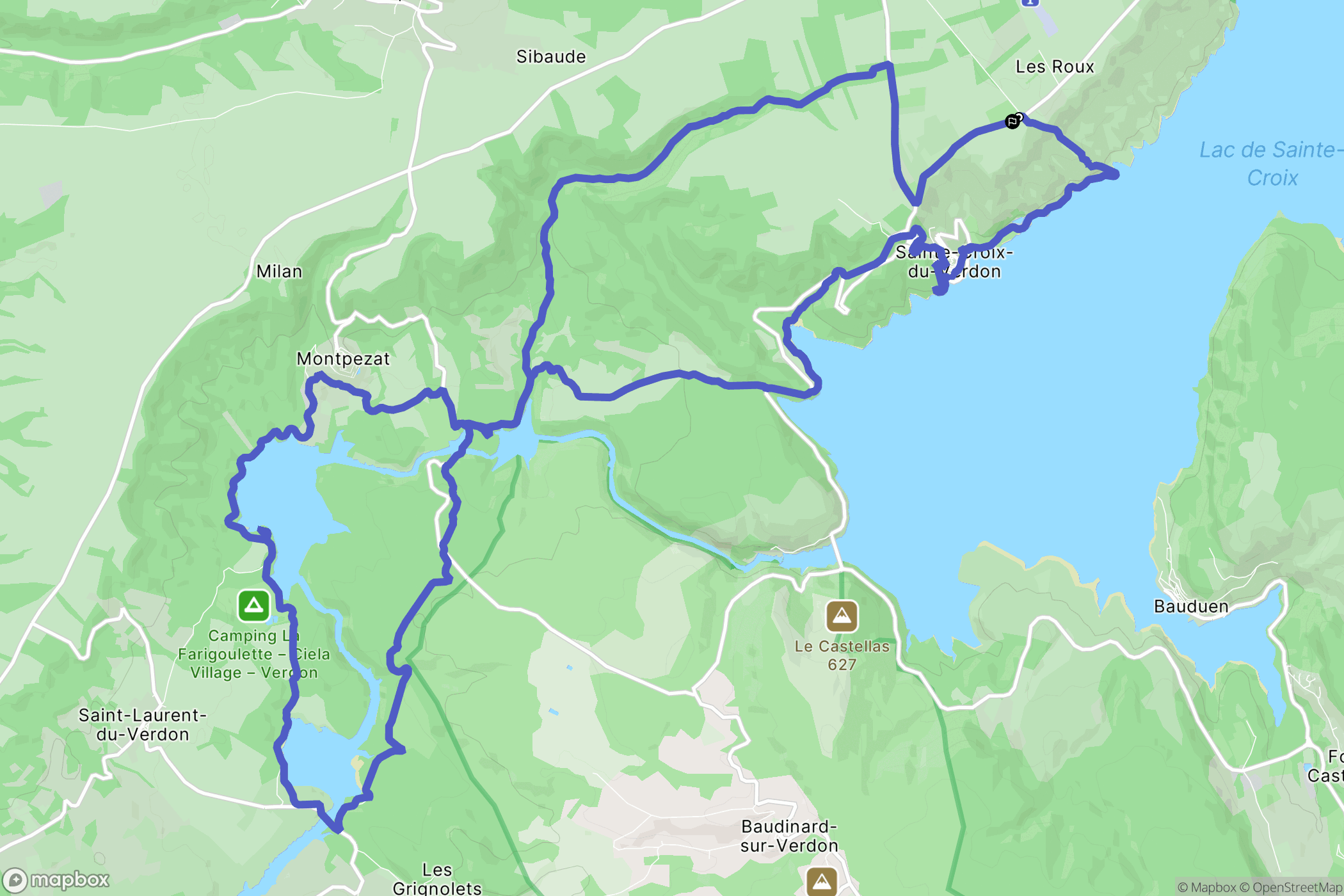 Sainte-Croix-du-Verdon : carte du parcours de randonnée - France