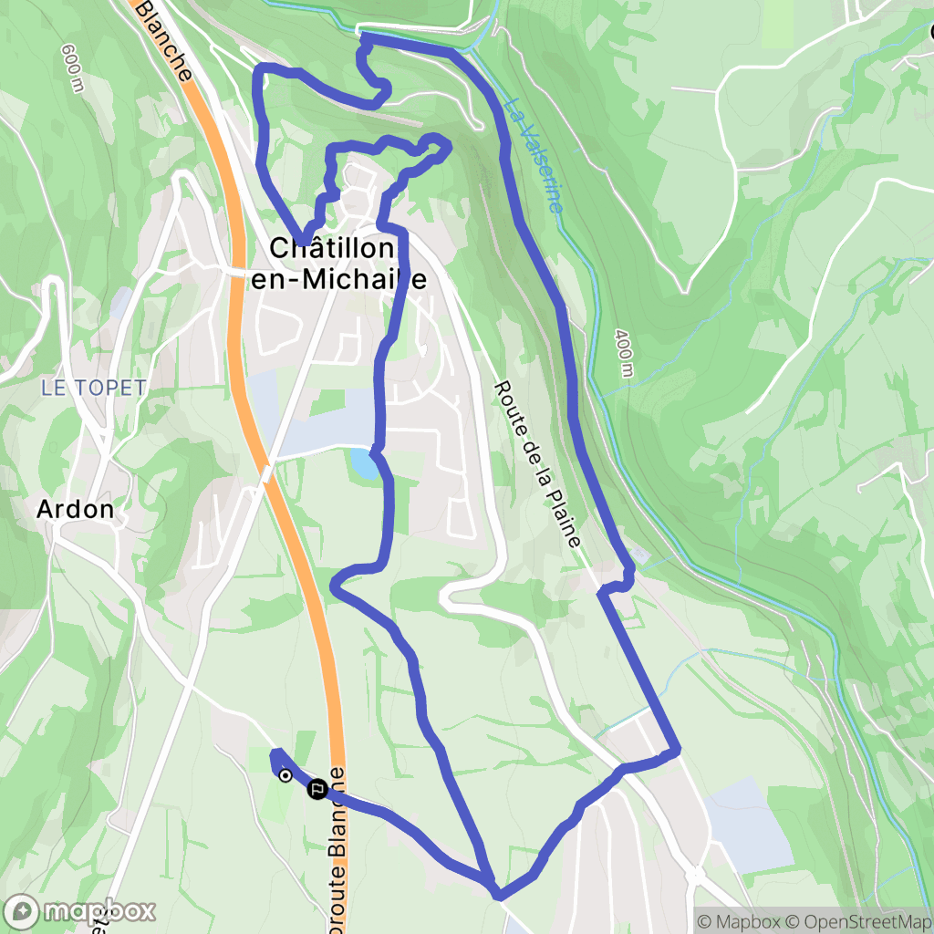 Valserhône : carte du parcours de randonnée - France
