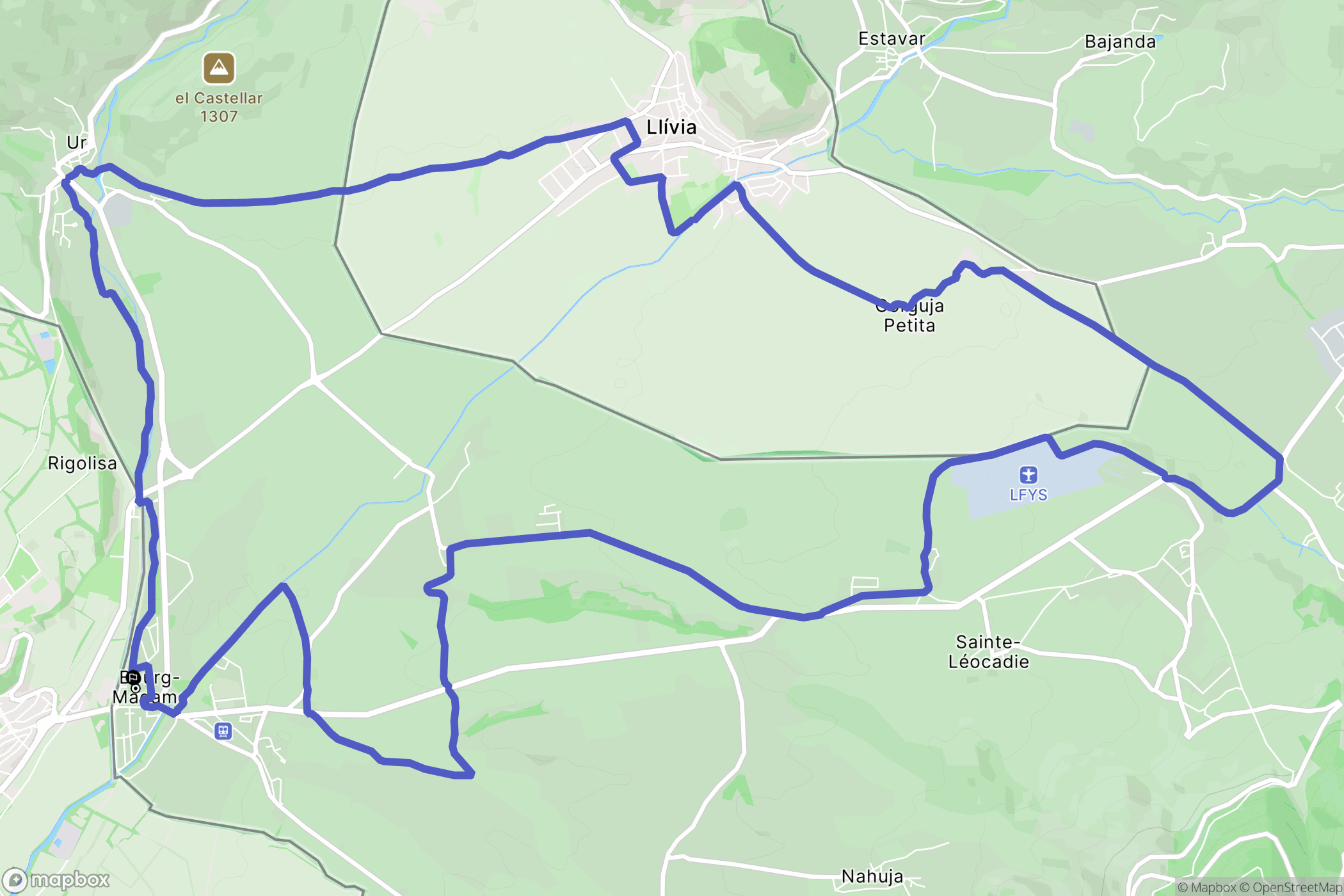 Bourg-Madame : carte du parcours de randonnée - France