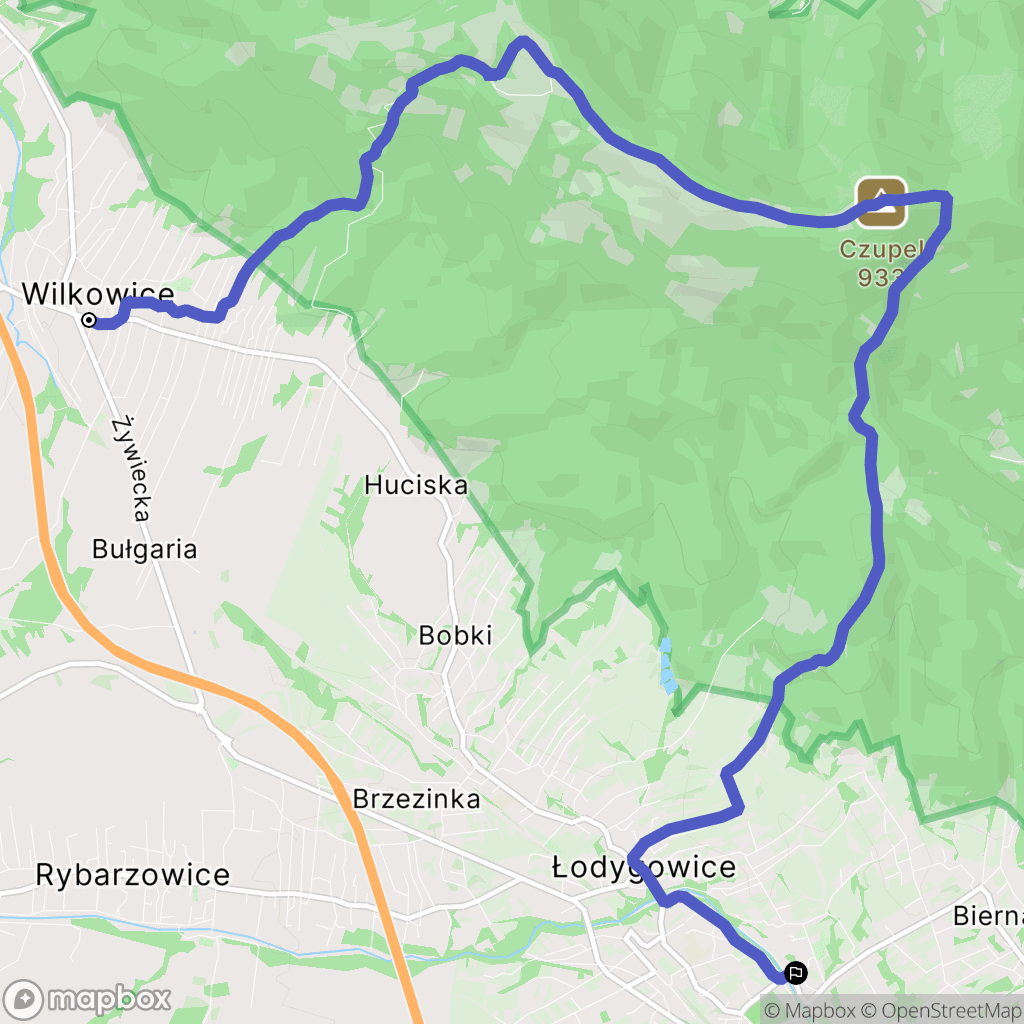 Wilkowice: mapa trasy - Poland