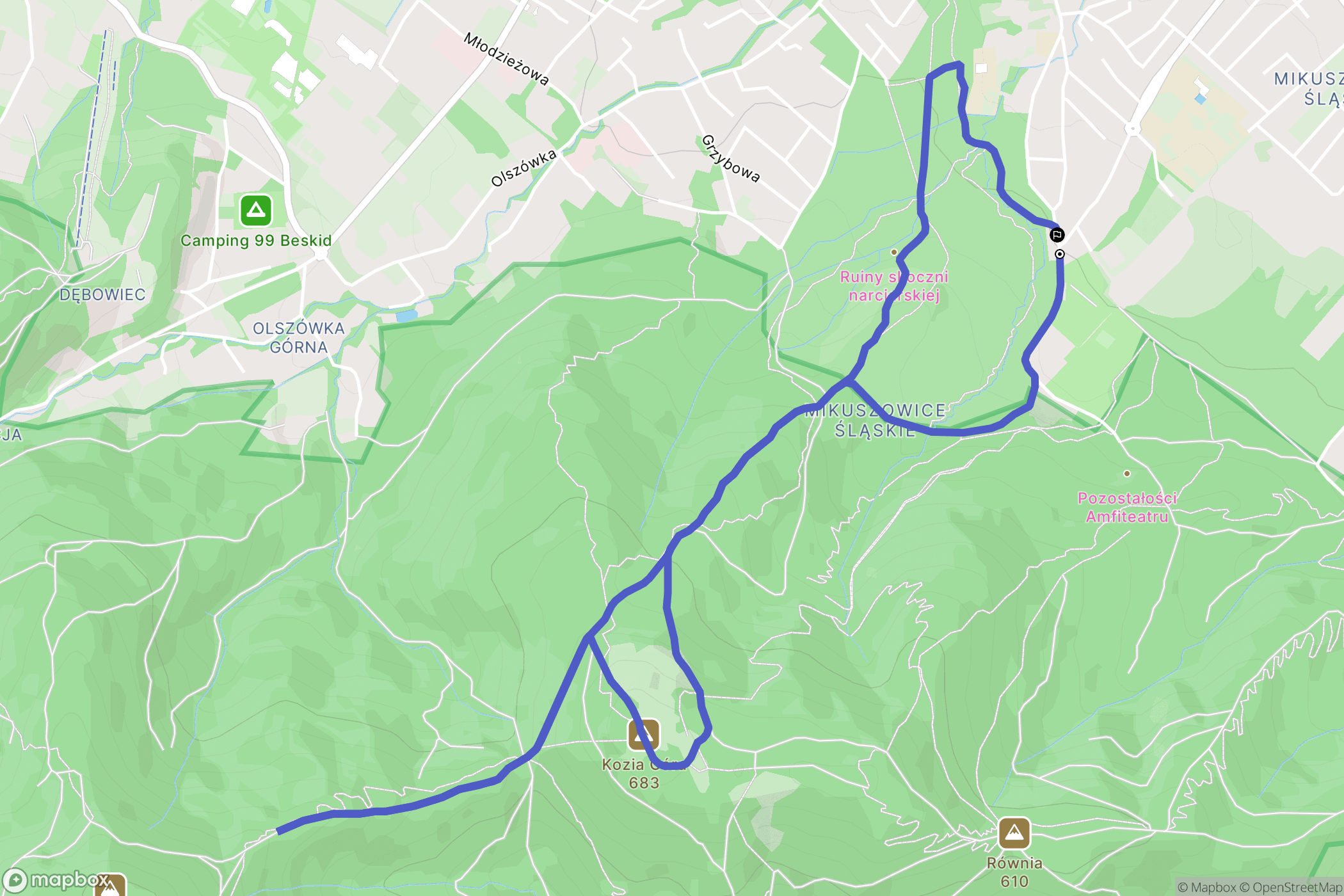 Bielsko-Biała: mapa trasy - Poland