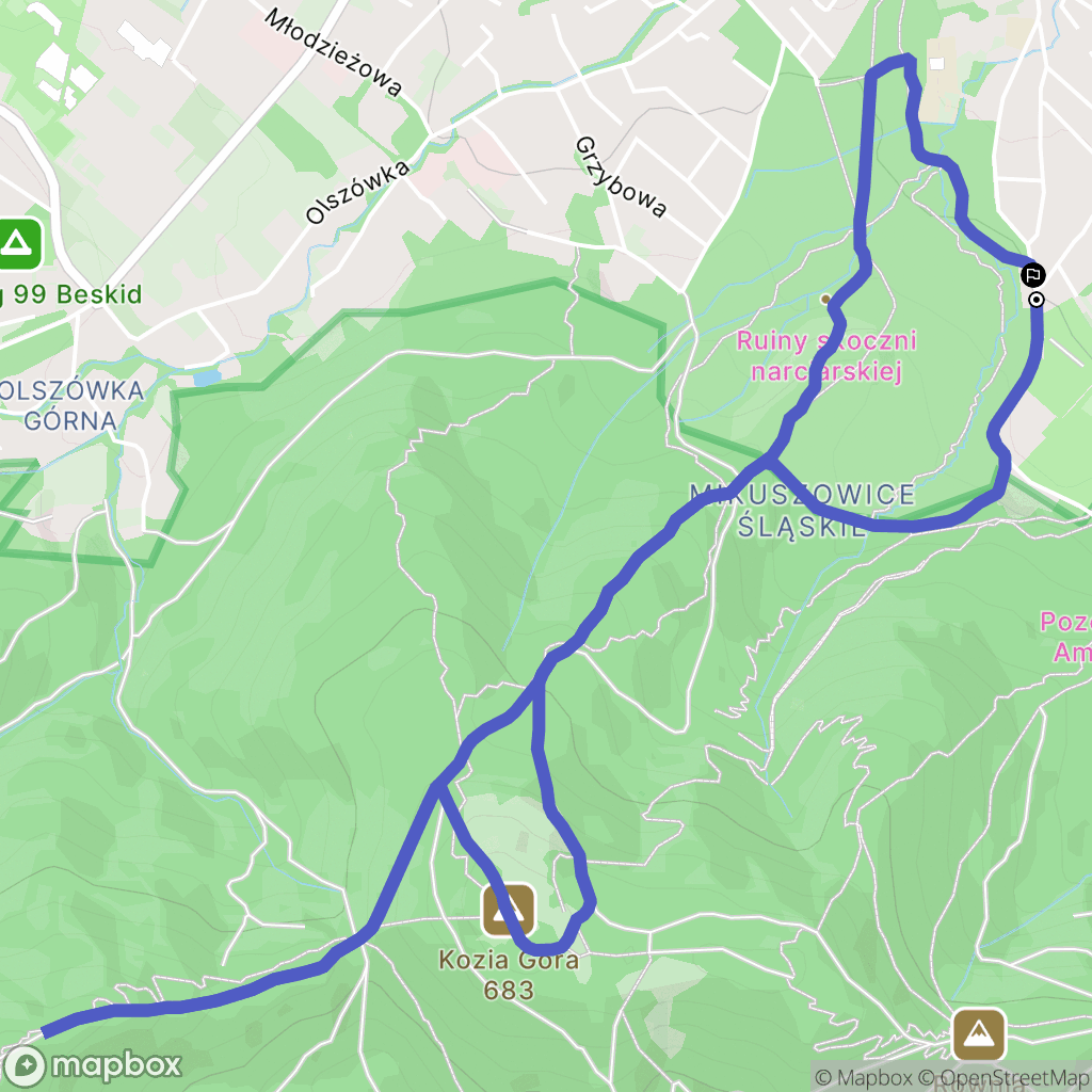 Bielsko-Biała: mapa trasy - Poland