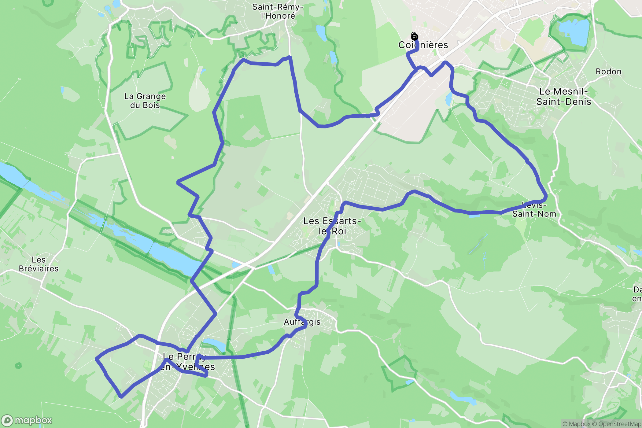 Coignières : carte du parcours de randonnée - France
