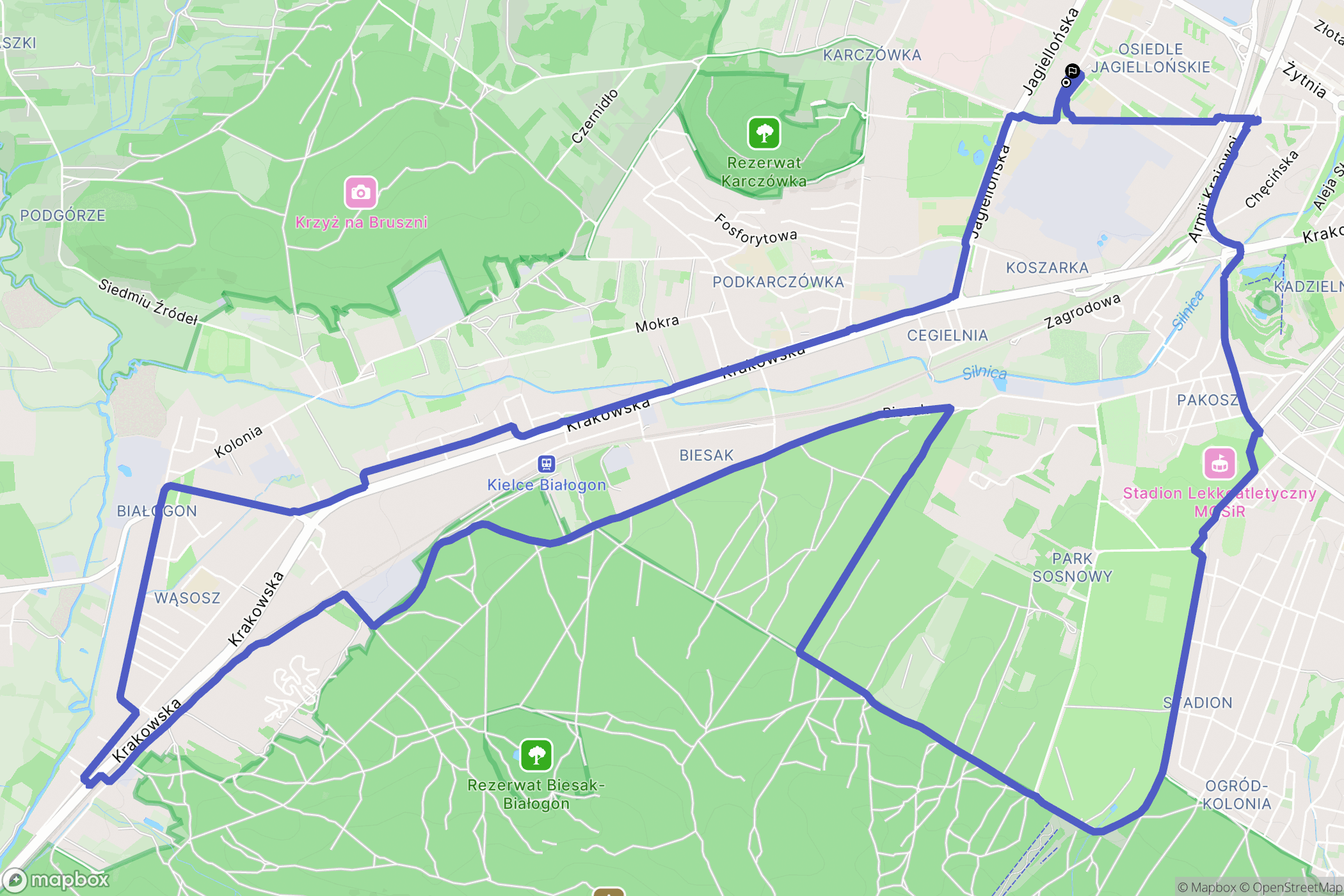 Kielce: mapa trasy - Poland