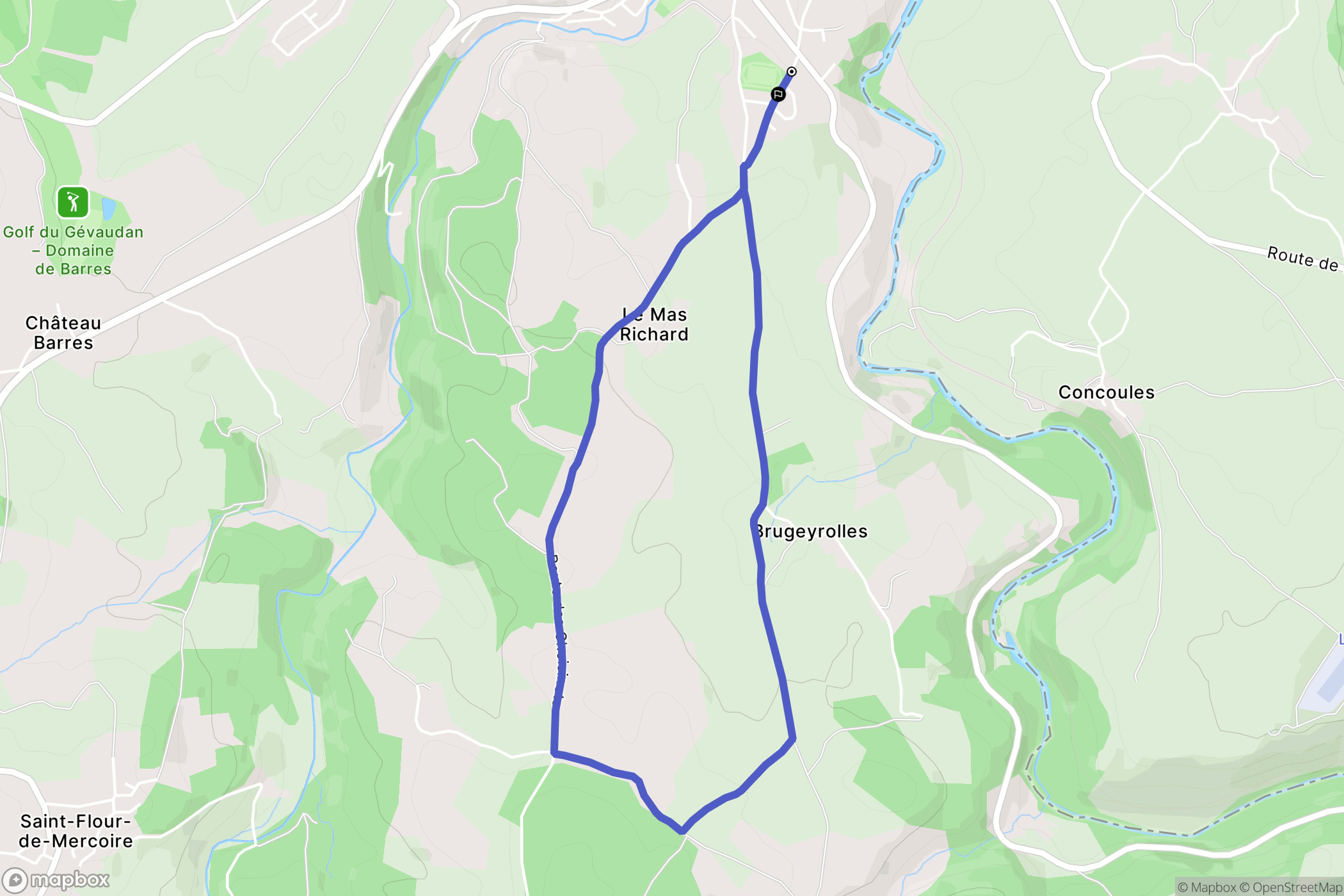 Langogne : carte du parcours de randonnée - France