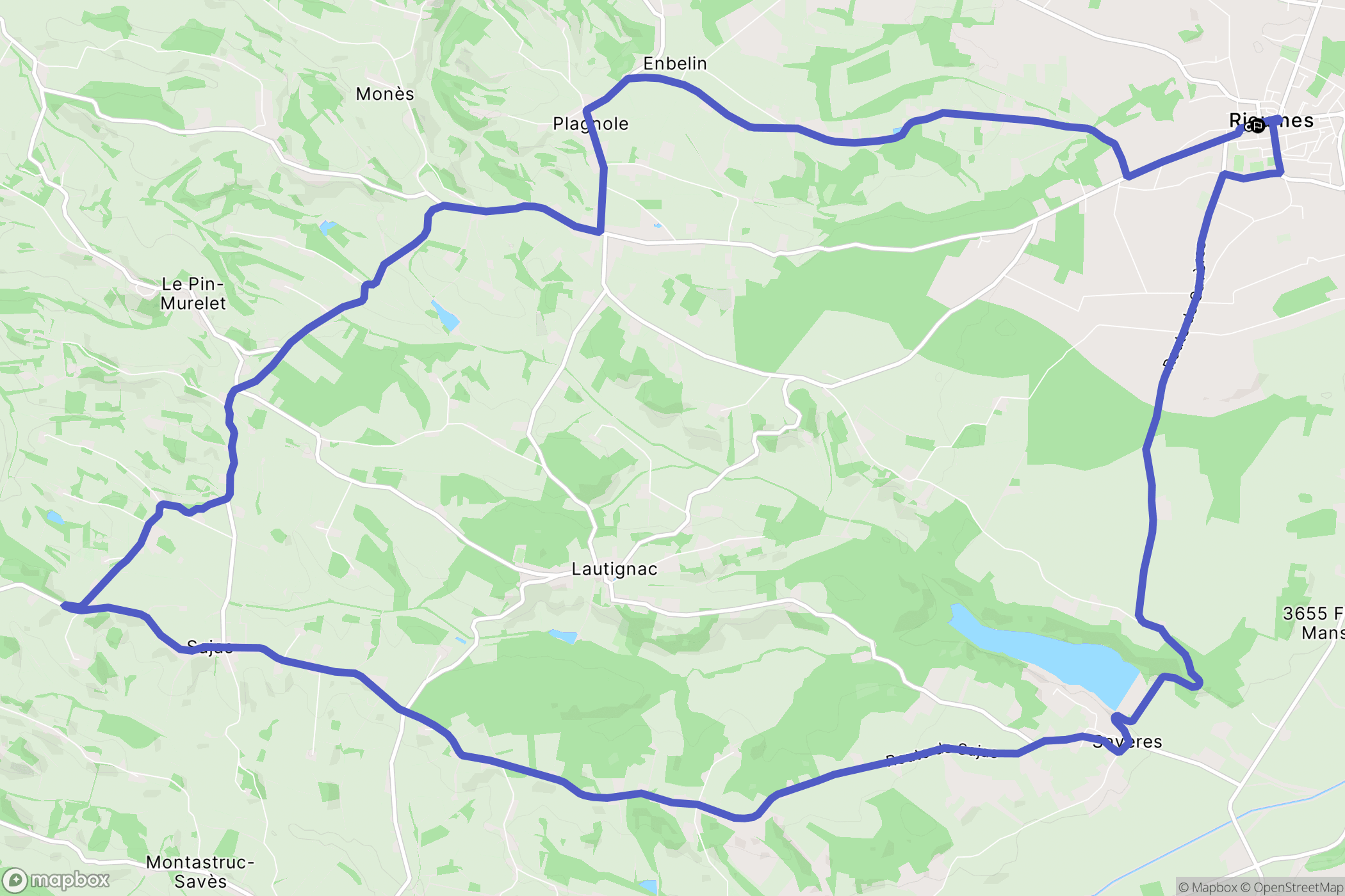 Rieumes : carte du parcours de randonnée - France