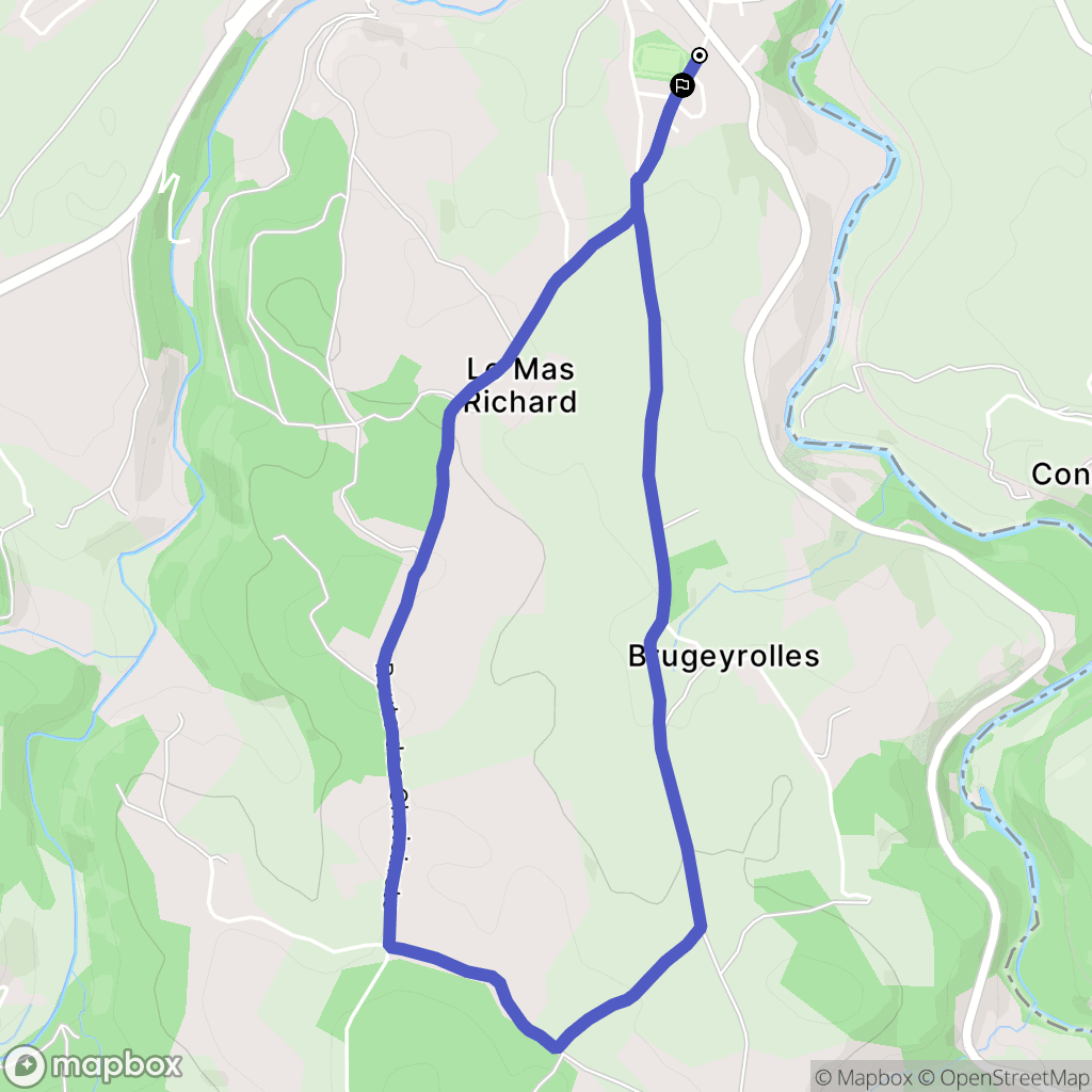 Langogne : carte du parcours de randonnée - France