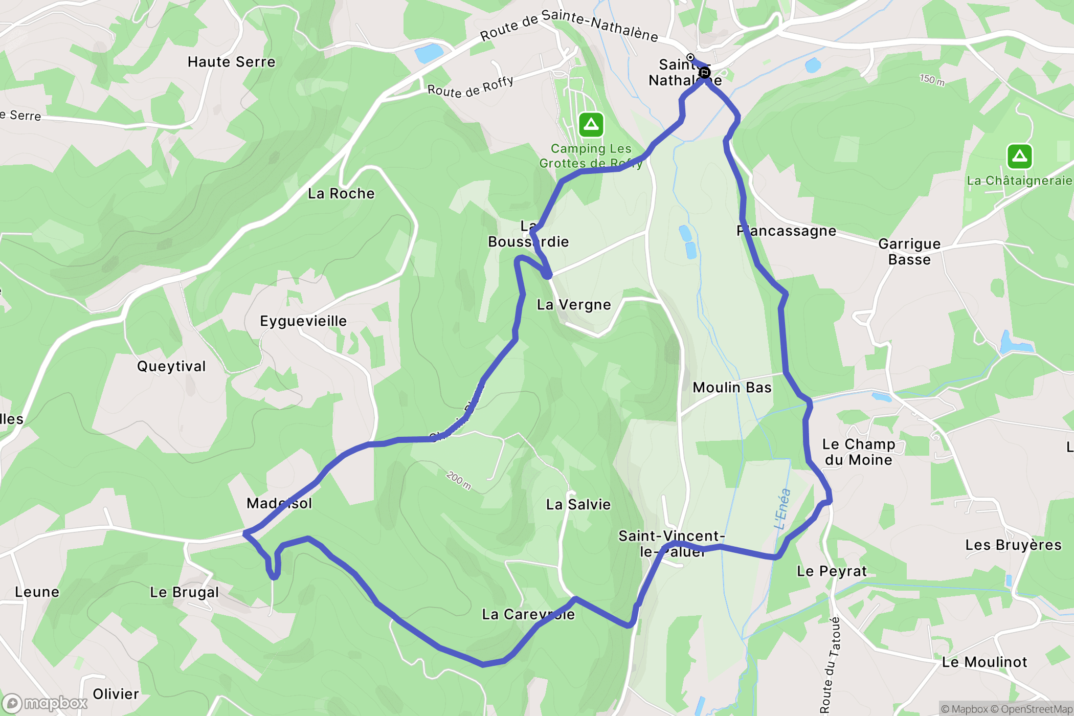Sainte-Nathalène : carte du parcours de randonnée - France
