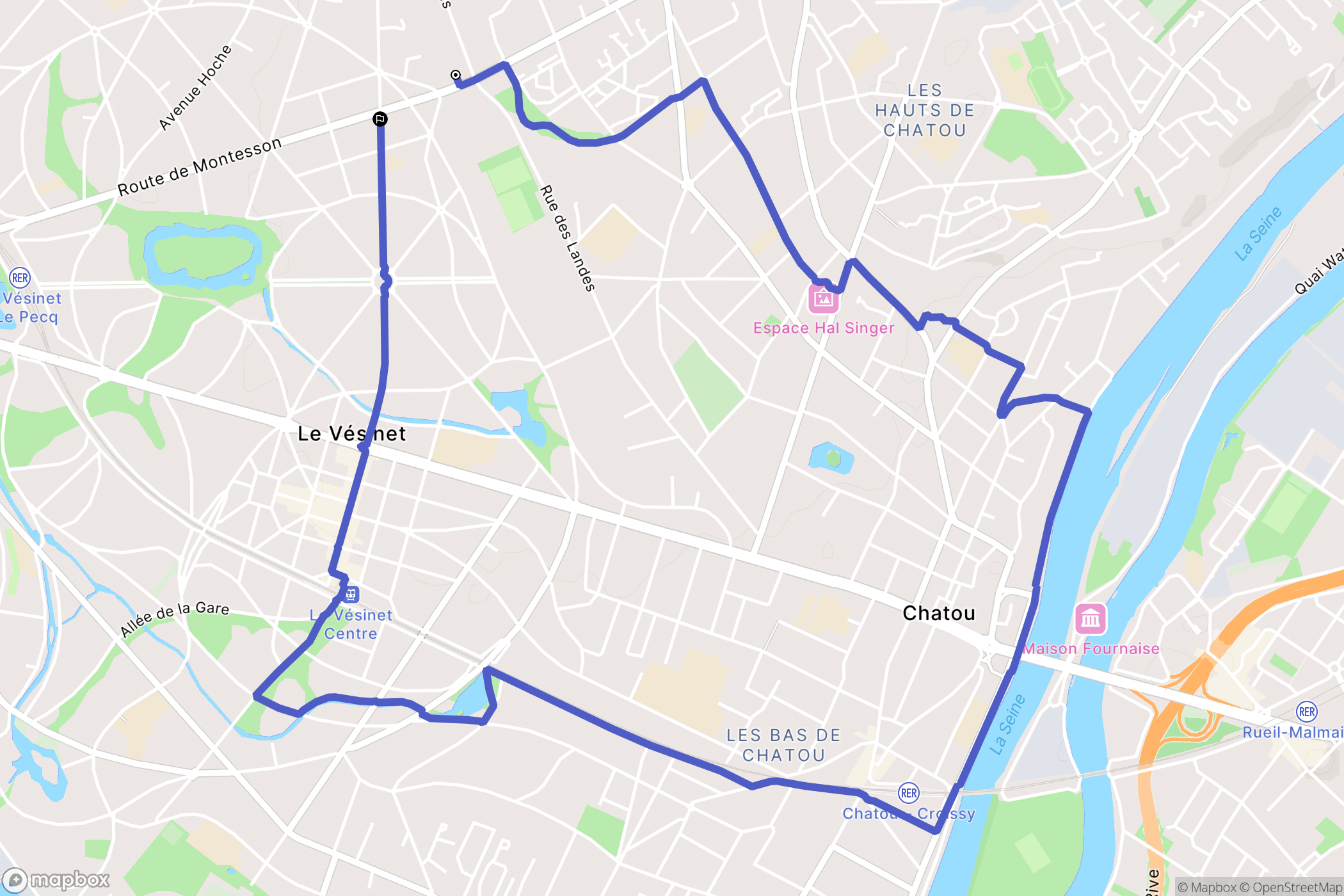 Chatou : carte du parcours de randonnée - France