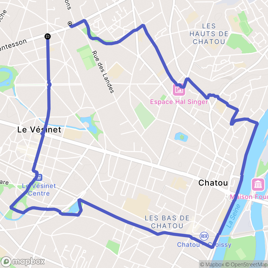 Chatou : carte du parcours de randonnée - France