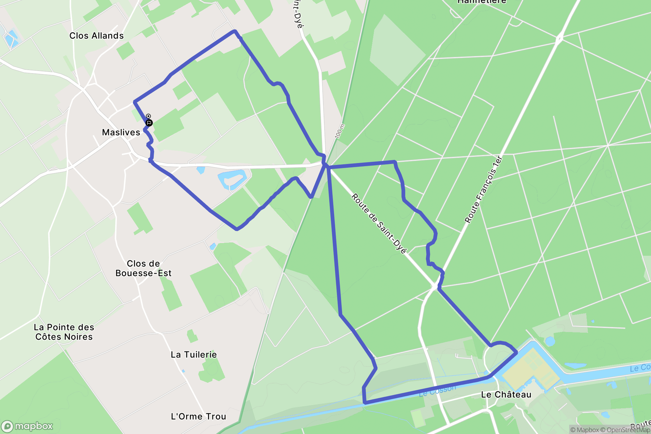 Maslives : carte du parcours de randonnée - France