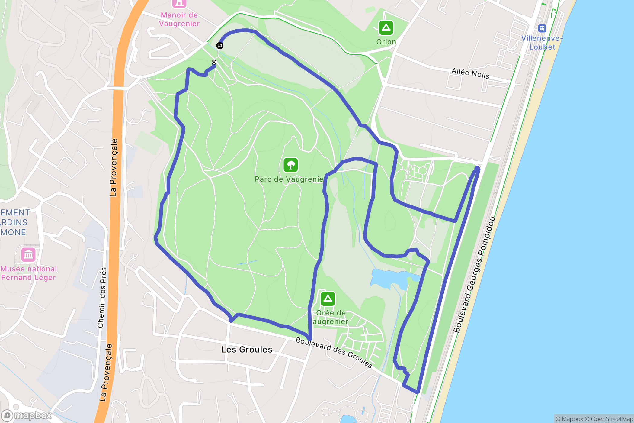 Villeneuve-Loubet : carte du parcours de randonnée - France