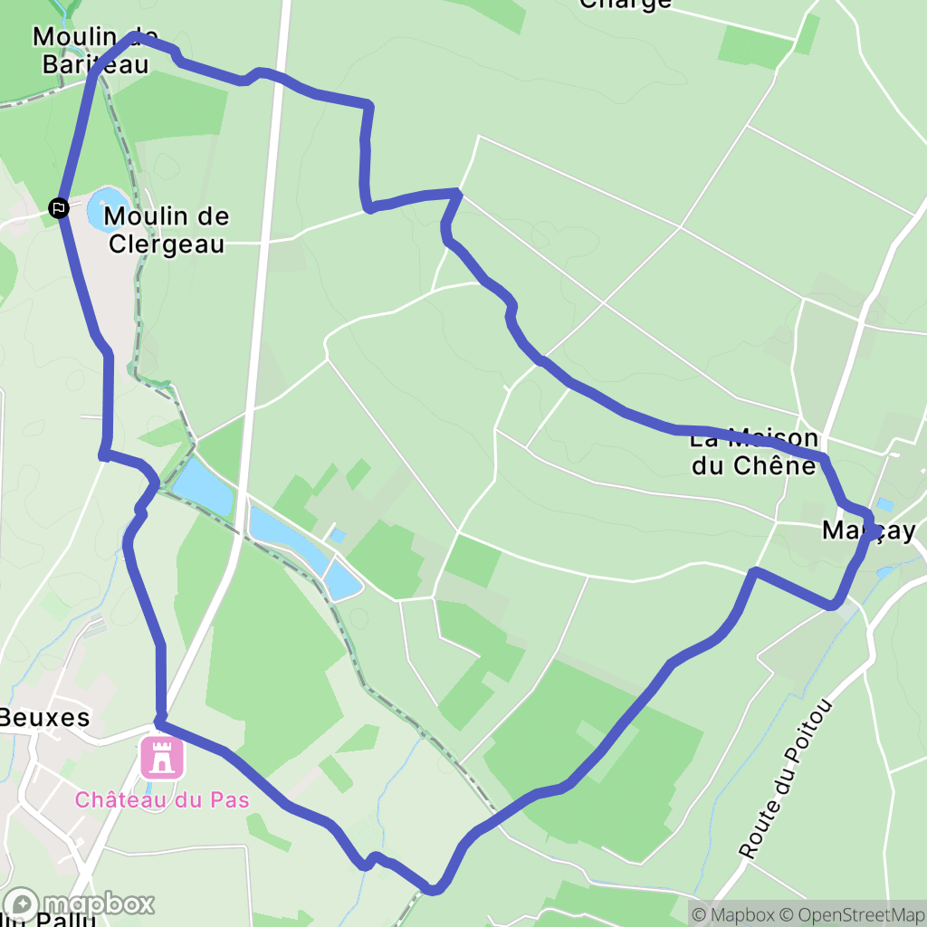 Beuxes : carte du parcours de randonnée - France