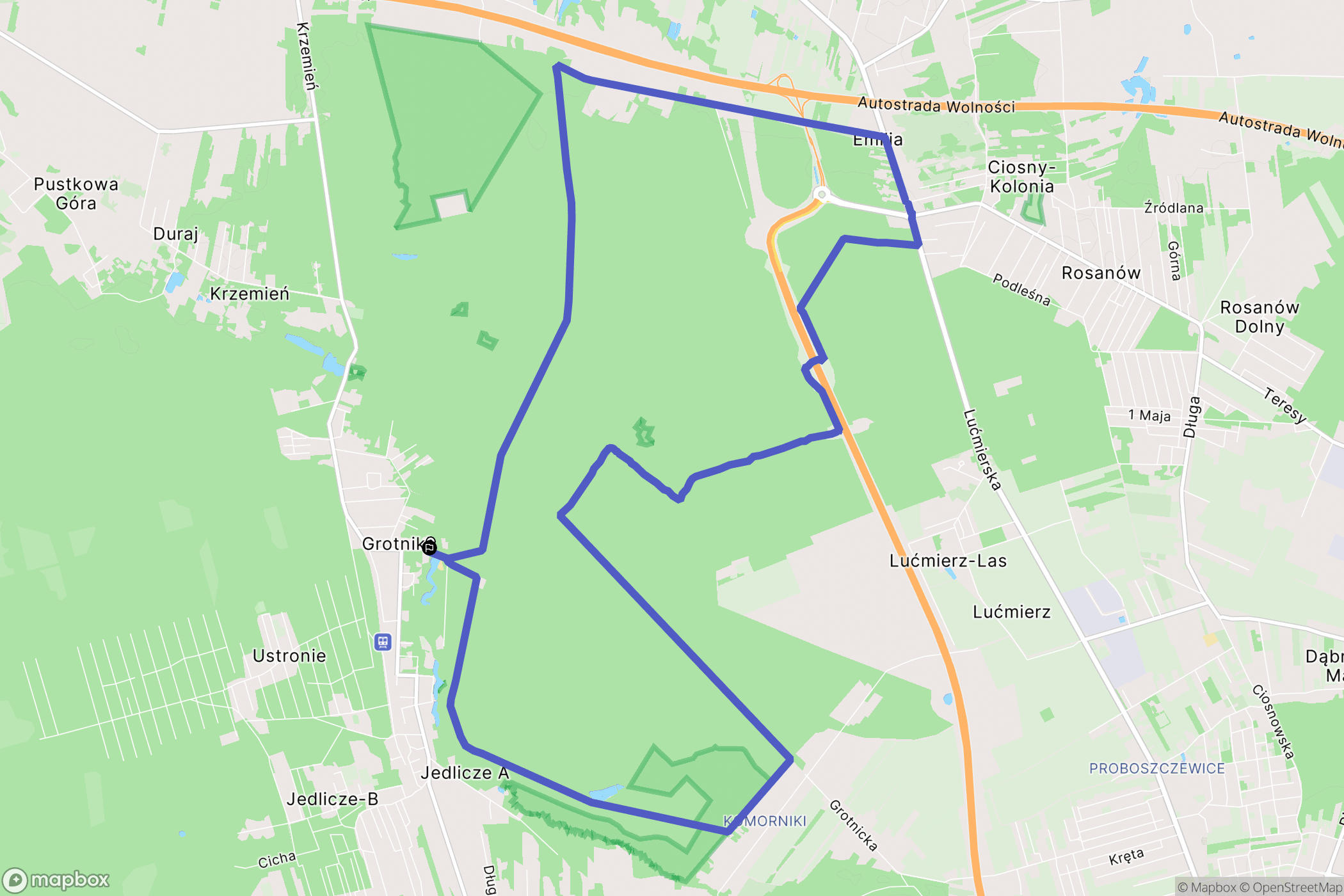 Grotniki: mapa trasy - Poland