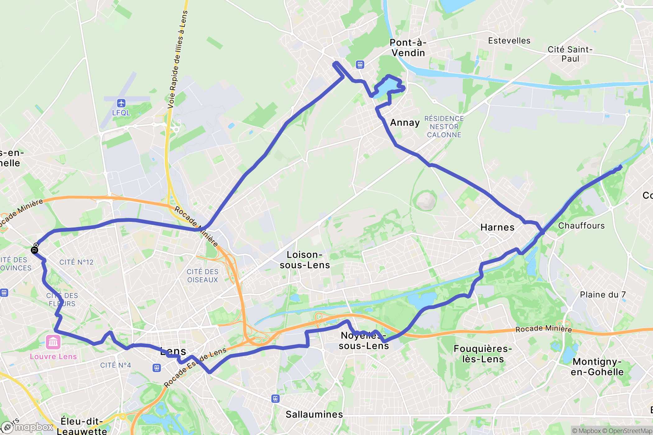 Loos-en-Gohelle : carte du parcours de randonnée - France