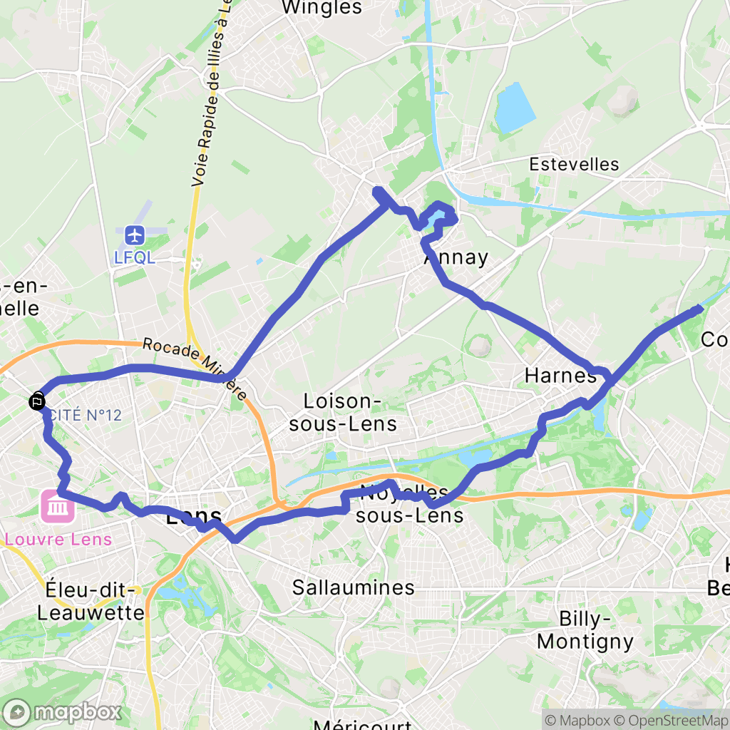 Loos-en-Gohelle : carte du parcours de randonnée - France