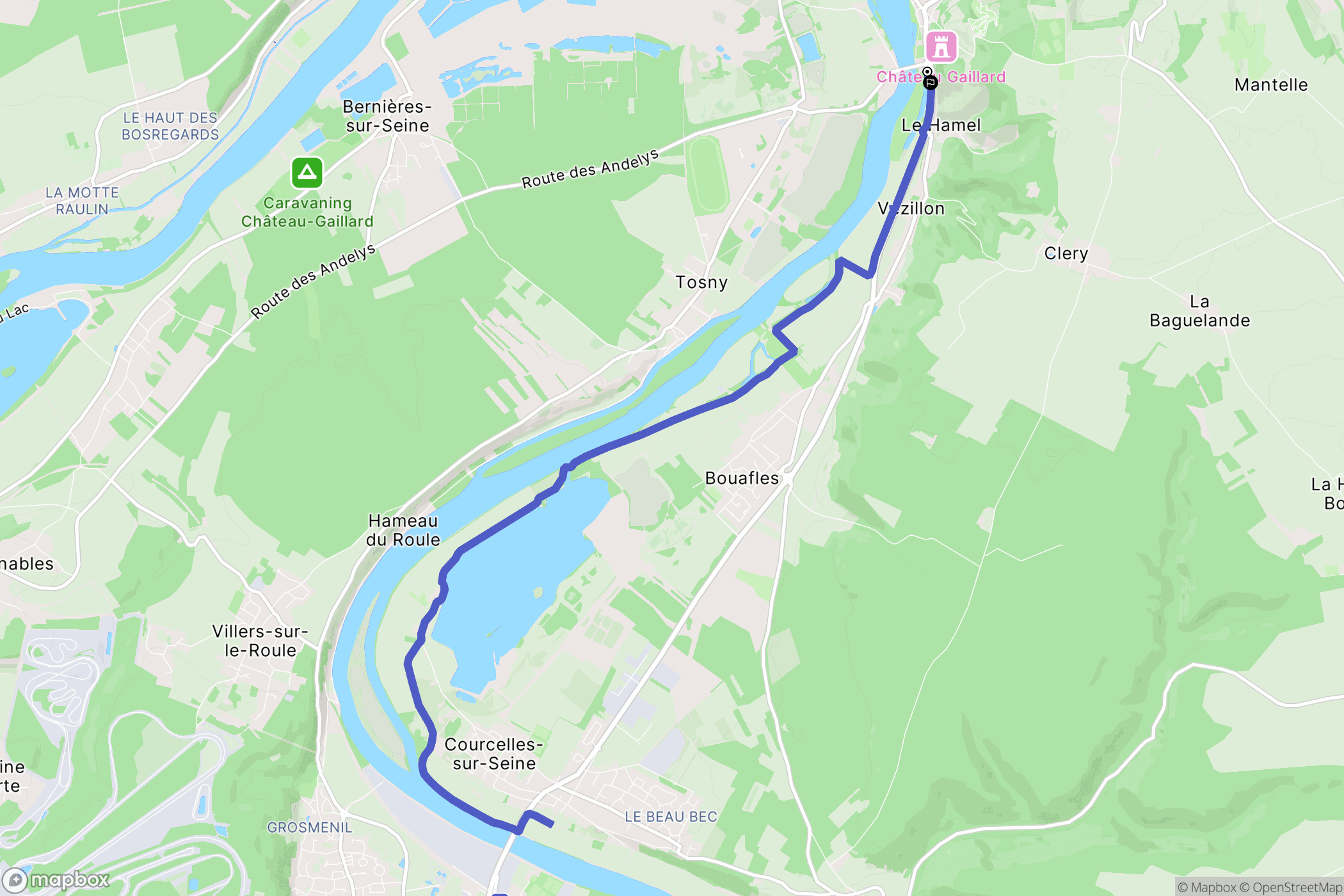 Les Andelys : carte du parcours de randonnée - France