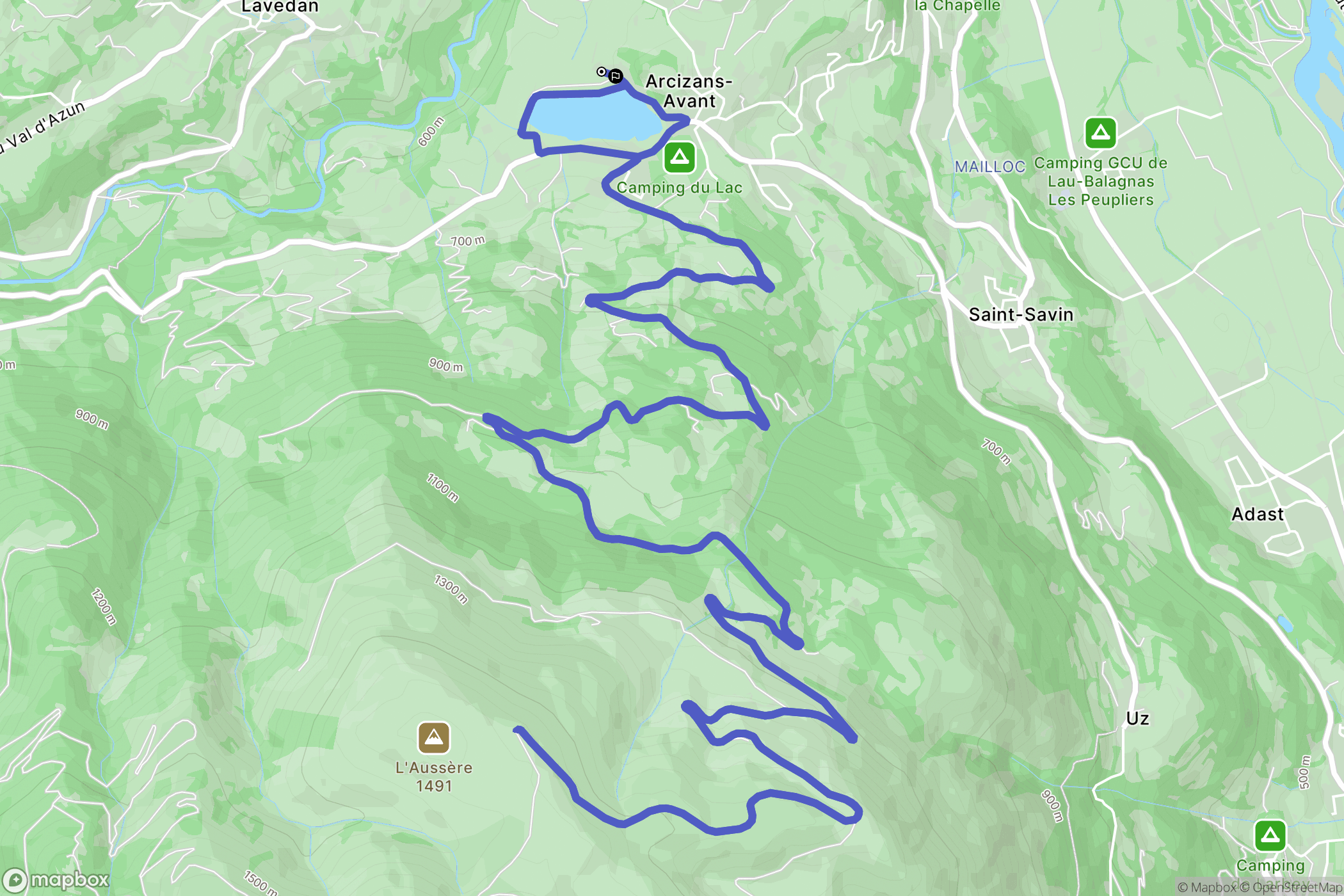 Arcizans-Avant : carte du parcours de randonnée - France