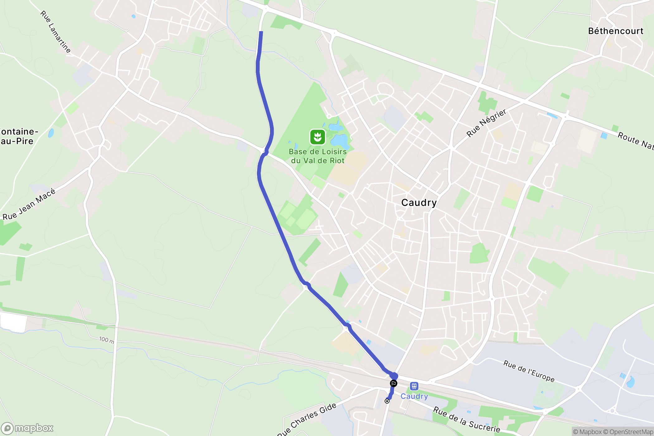 Caudry : carte du parcours de randonnée - France