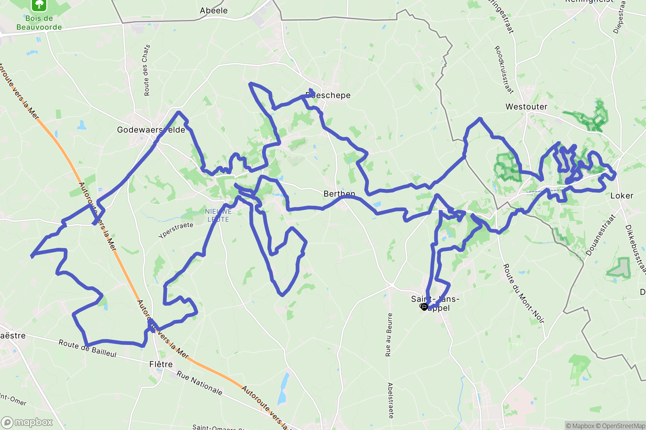 Saint-Jans-Cappel : carte du parcours de randonnée - France