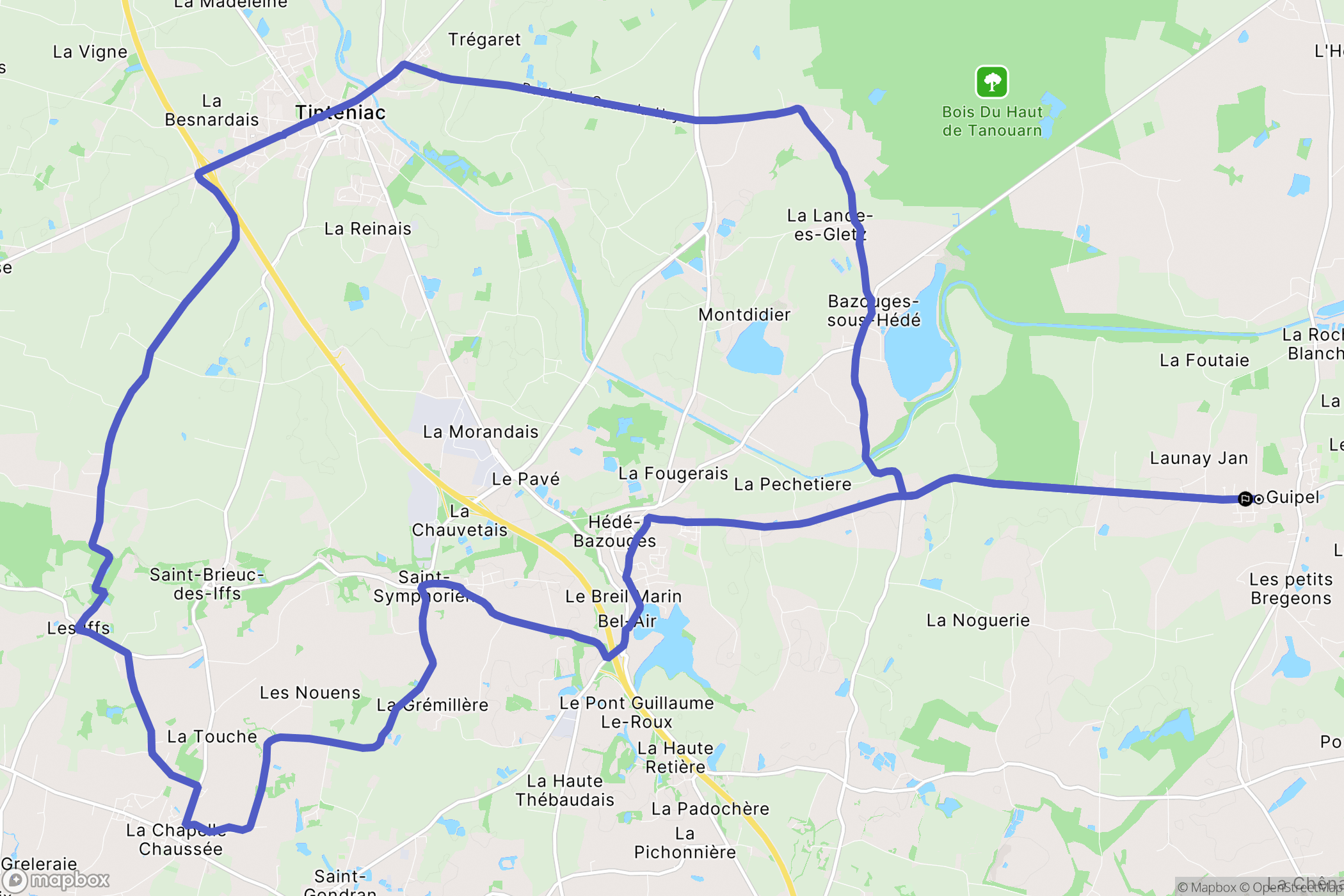 Guipel : carte du parcours de randonnée - France