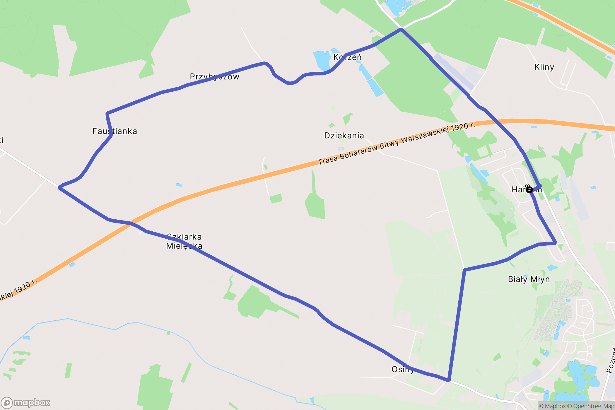 Hanulin: mapa trasy - Poland