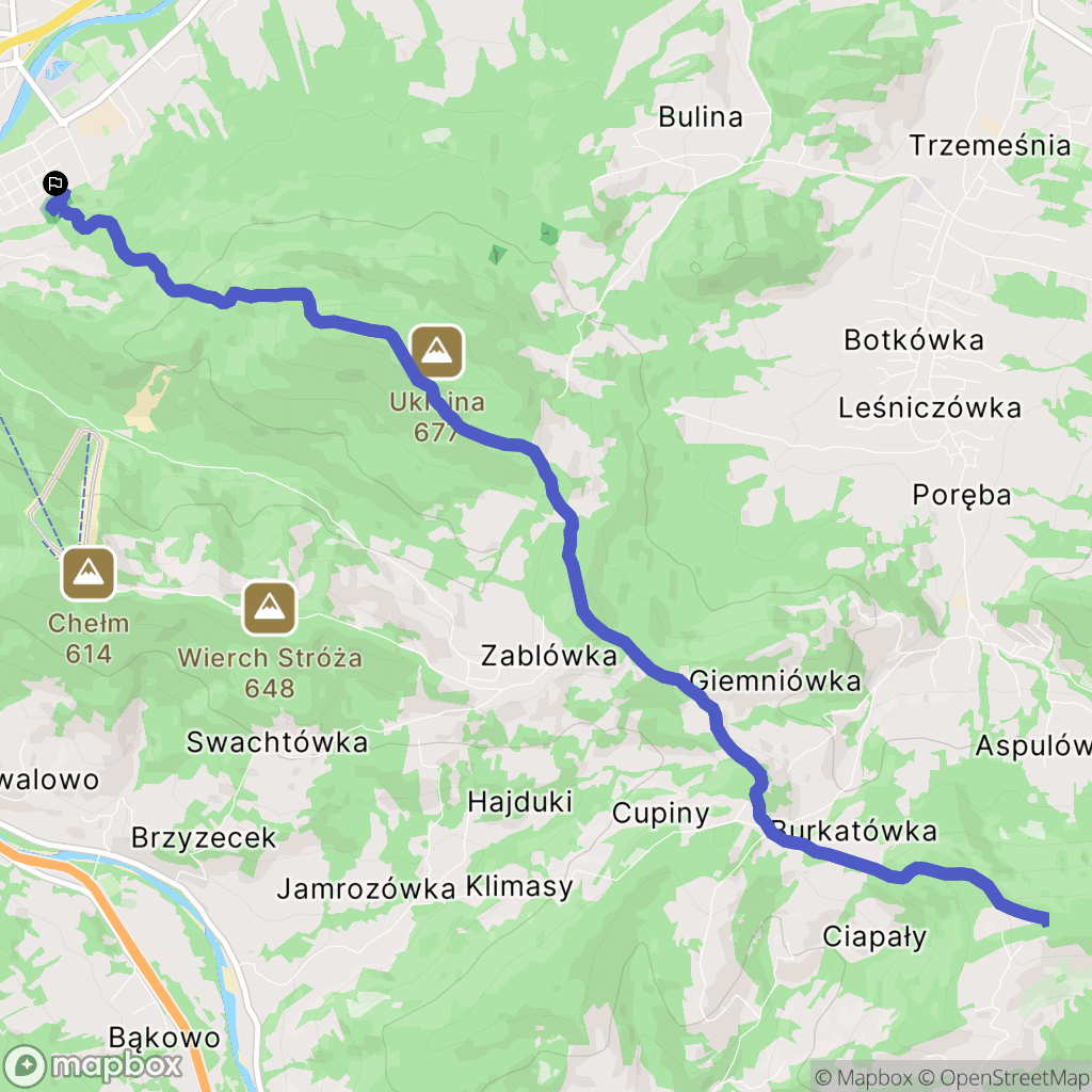 Myślenice: mapa trasy - Poland