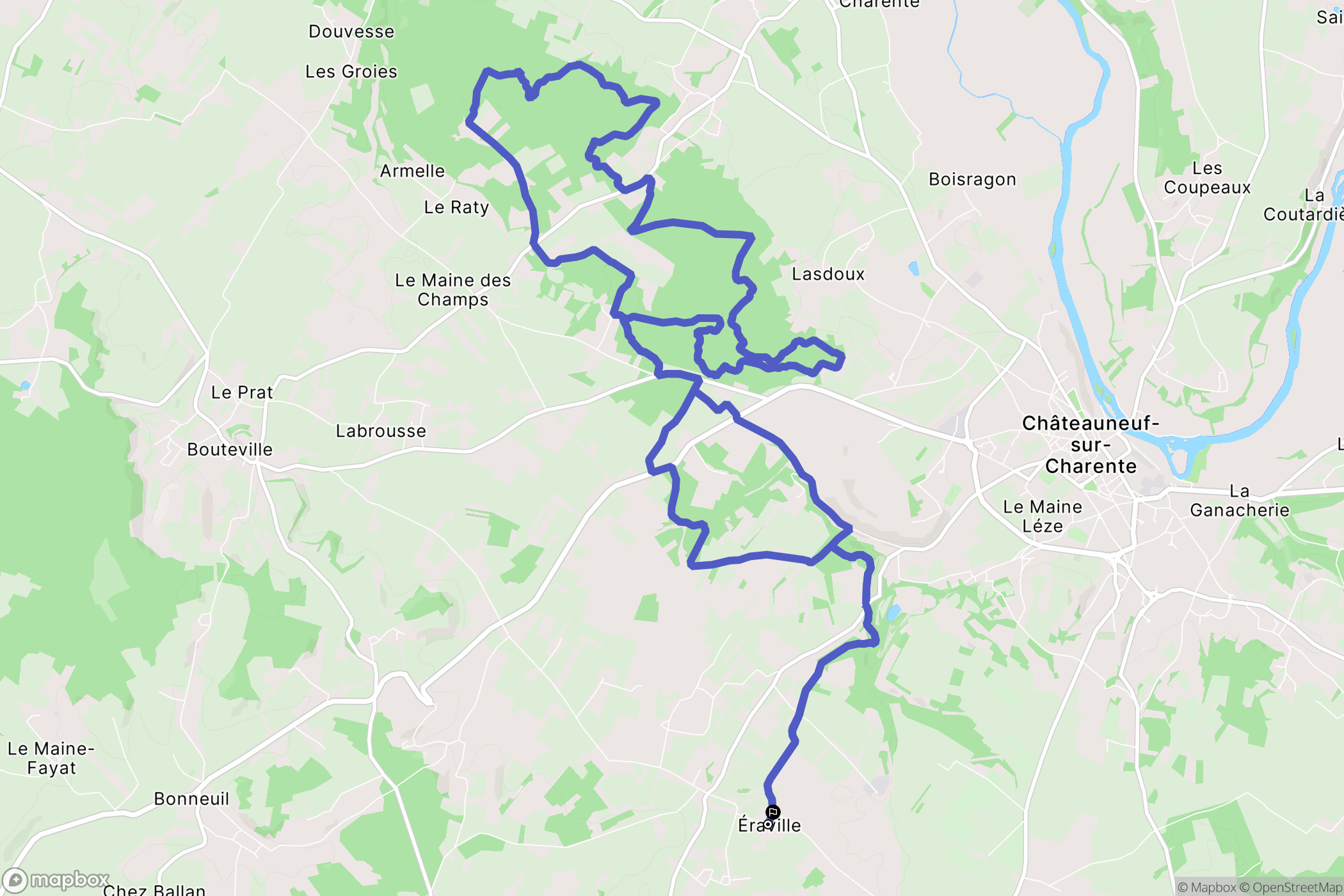 Bellevigne : carte du parcours de randonnée - France
