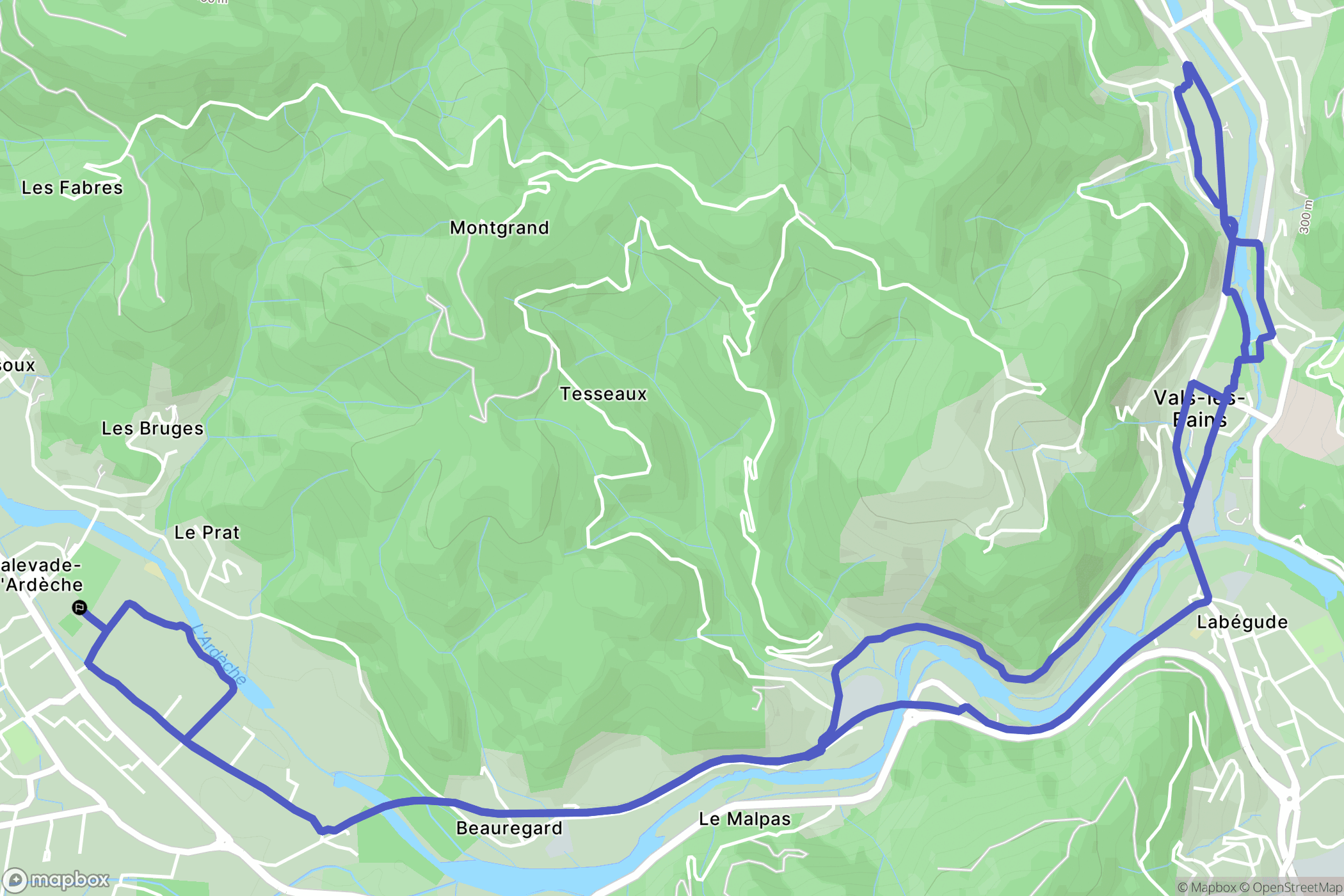 Lalevade-d'Ardèche : carte du parcours de randonnée - France