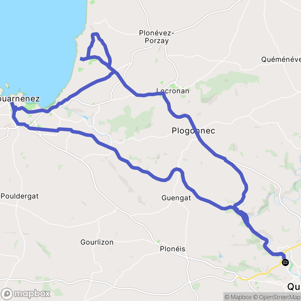 Quimper : carte du parcours de randonnée - France