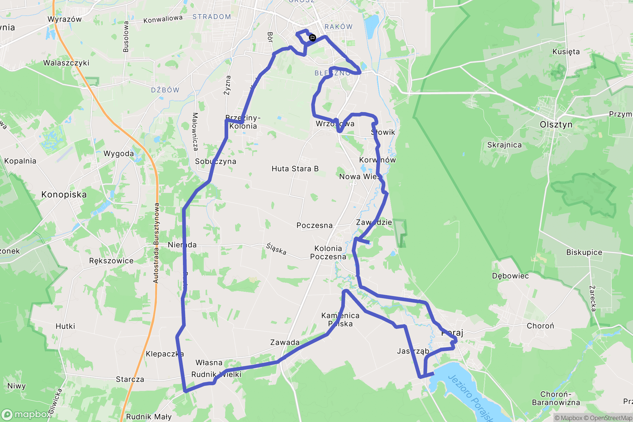 Częstochowa: mapa trasy - Poland