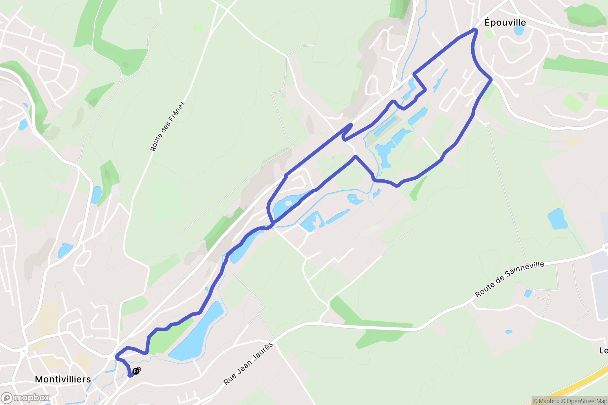 Montivilliers : carte du parcours de randonnée - France