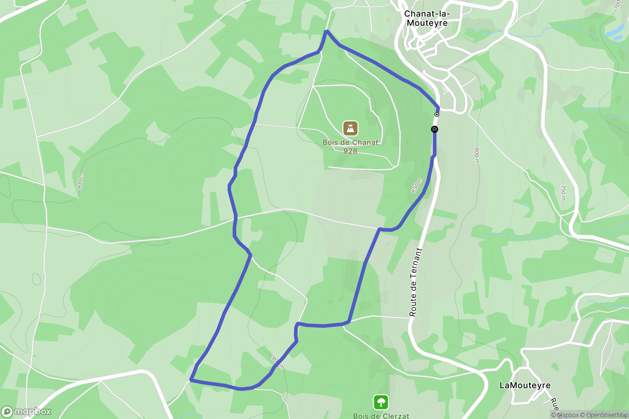 Chanat-la-Mouteyre : carte du parcours de randonnée - France