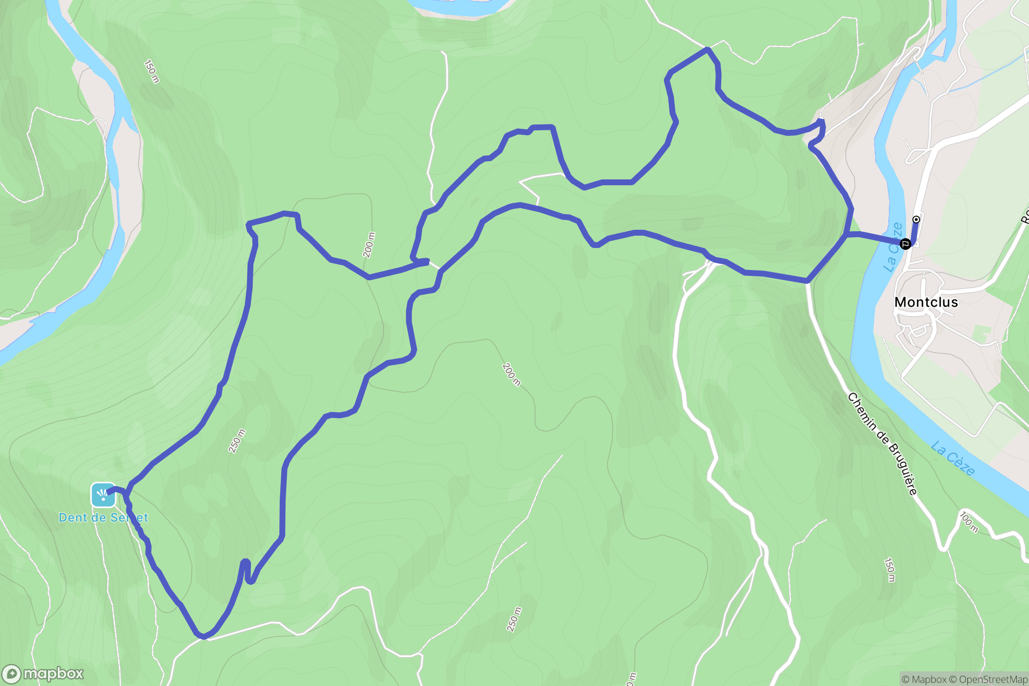 Montclus : carte du parcours de randonnée - France