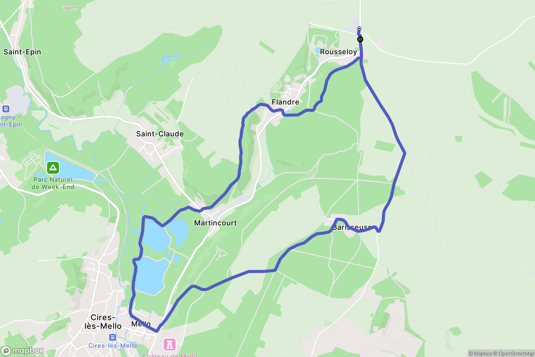 Rousseloy : carte du parcours de randonnée - France