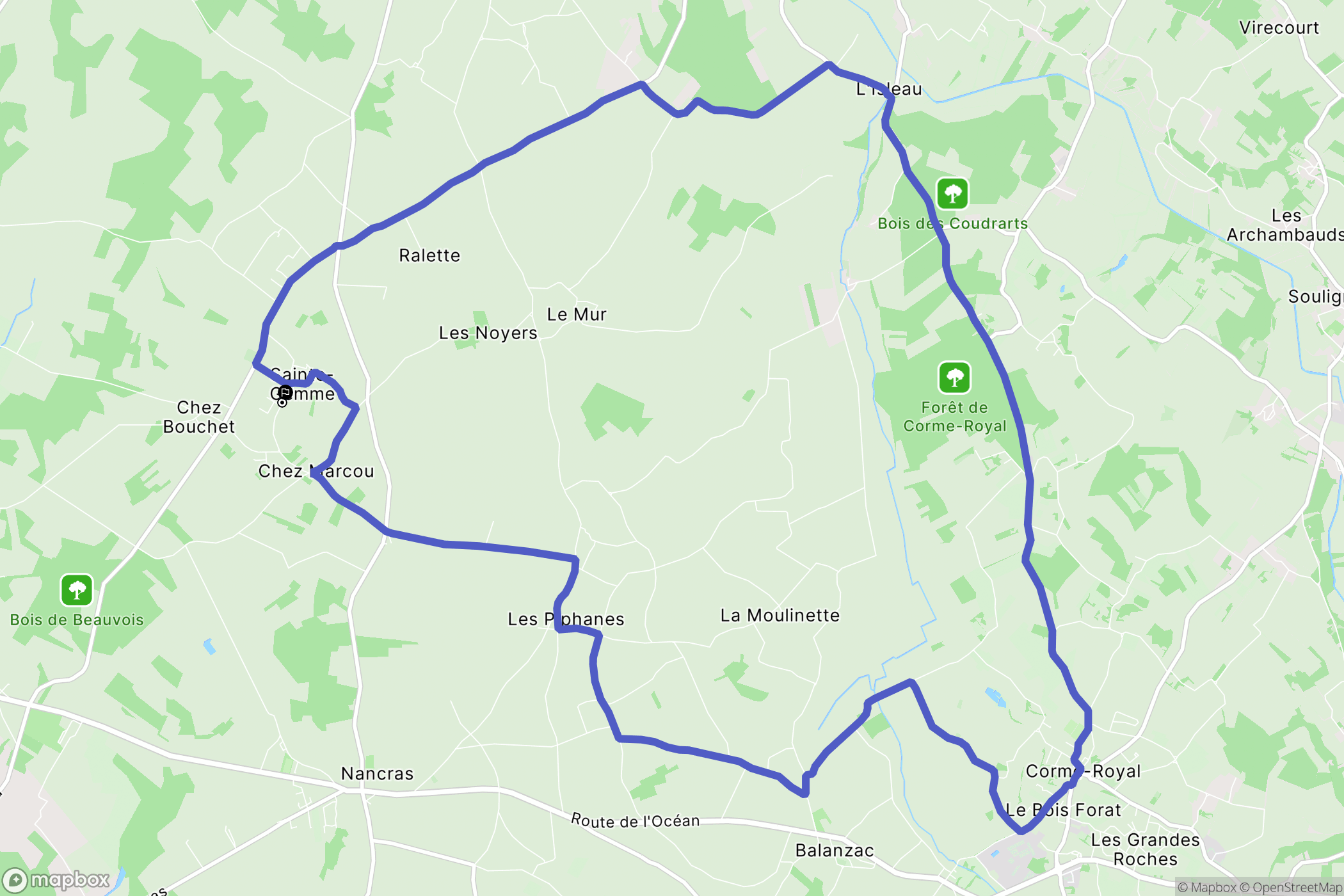 Sainte-Gemme : carte du parcours de randonnée - France