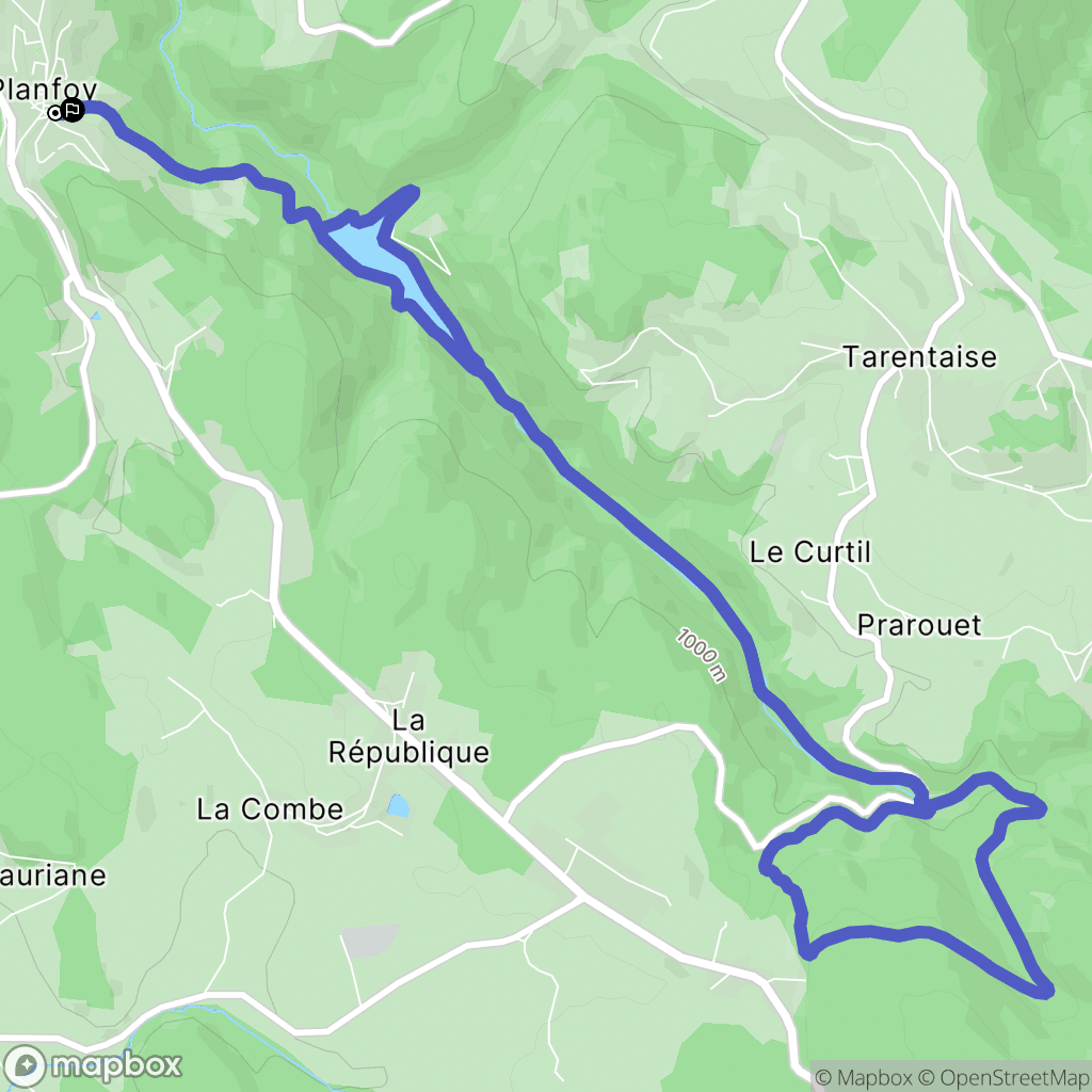 Planfoy : carte du parcours de randonnée - France