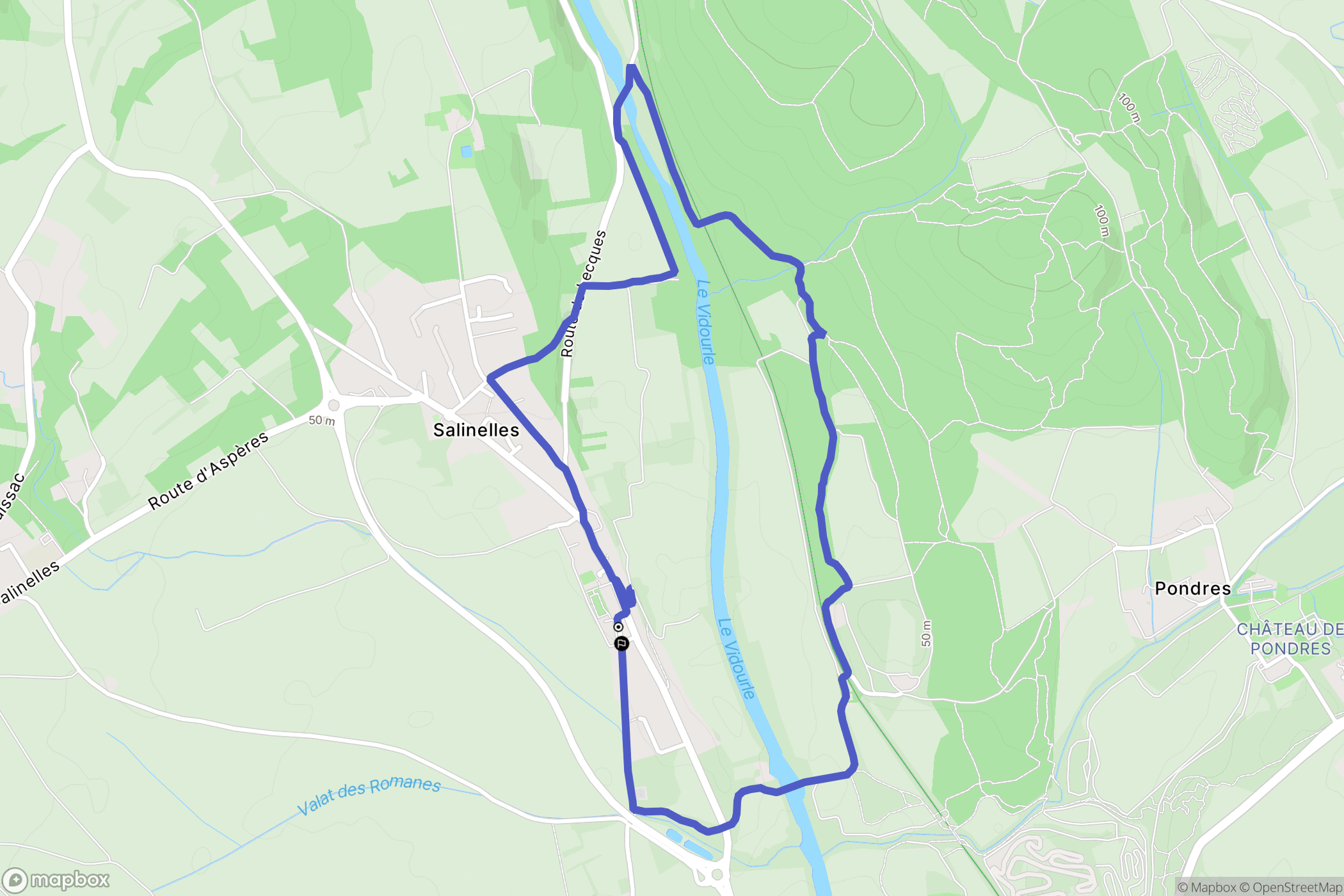 Salinelles : carte du parcours de randonnée - France