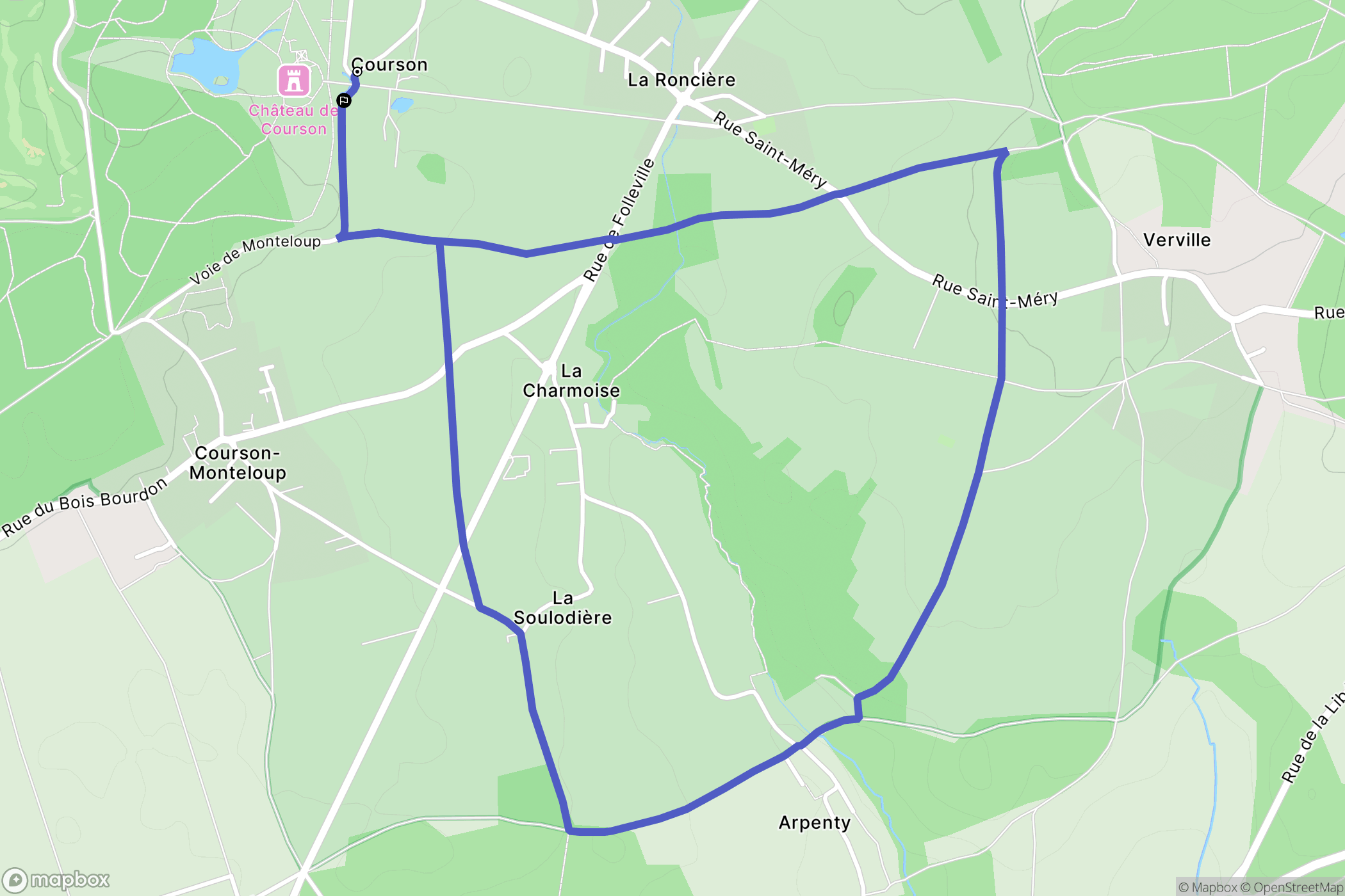 Courson-Monteloup : carte du parcours de randonnée - France
